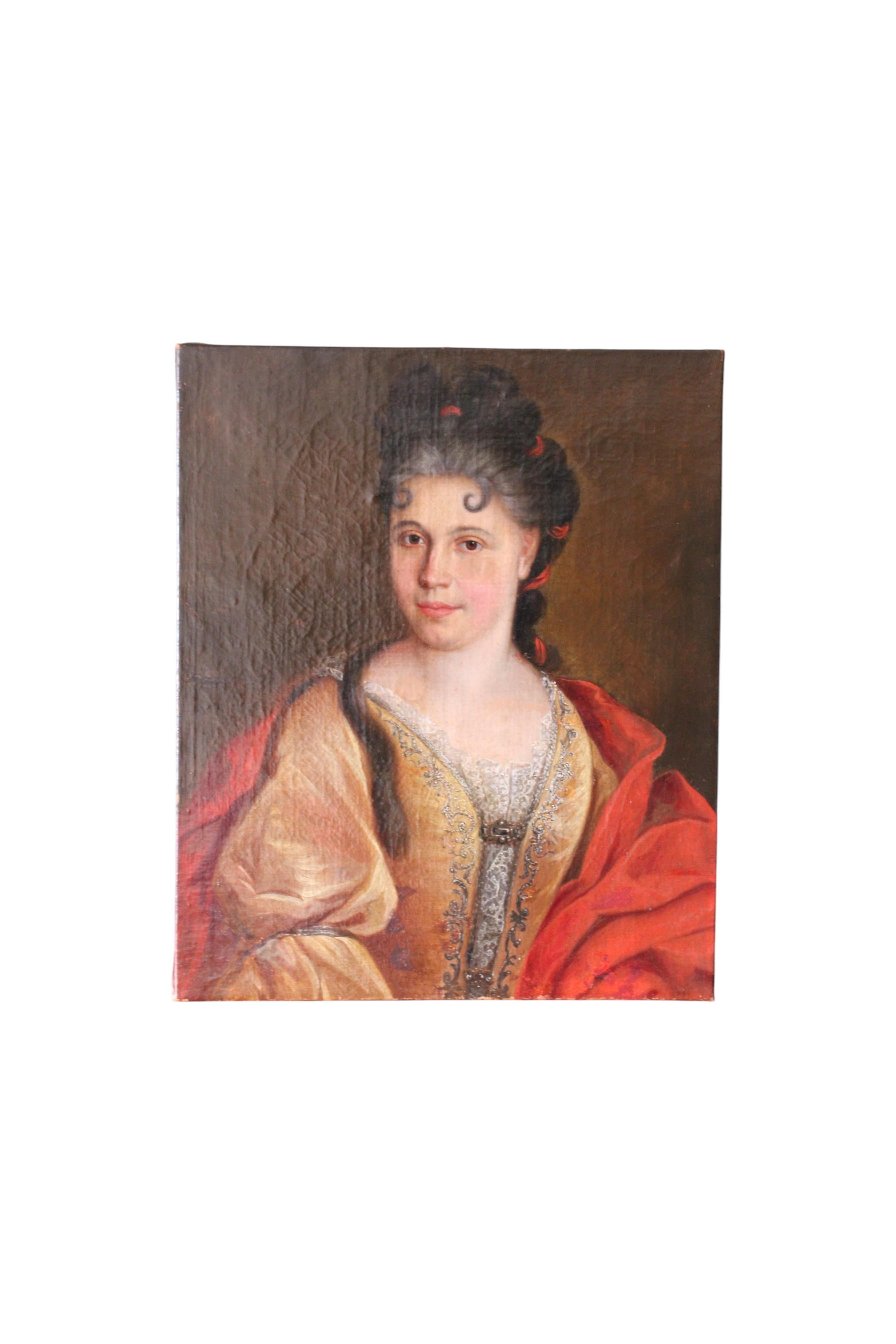 Unknown Portrait Painting – Französisch antike Porträt Ölgemälde original Öl Porträt einer Frau