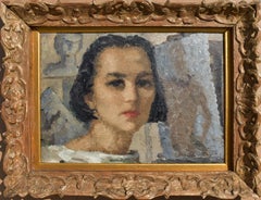 Art Deco francese c1925 Self-Portrait Olio su pannello