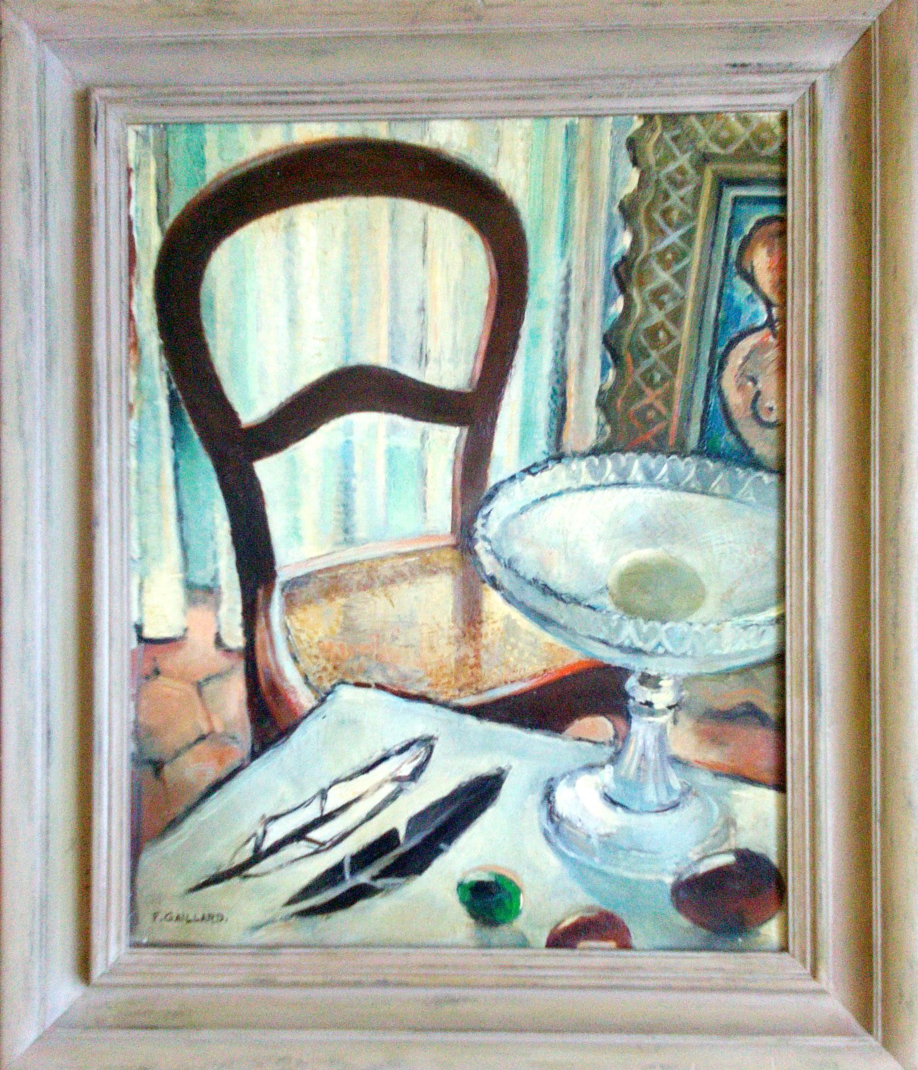 French Art Deco Modernist Still Life With Conker, Eggs And Feather, Circa 1920: - Painting by Unknown