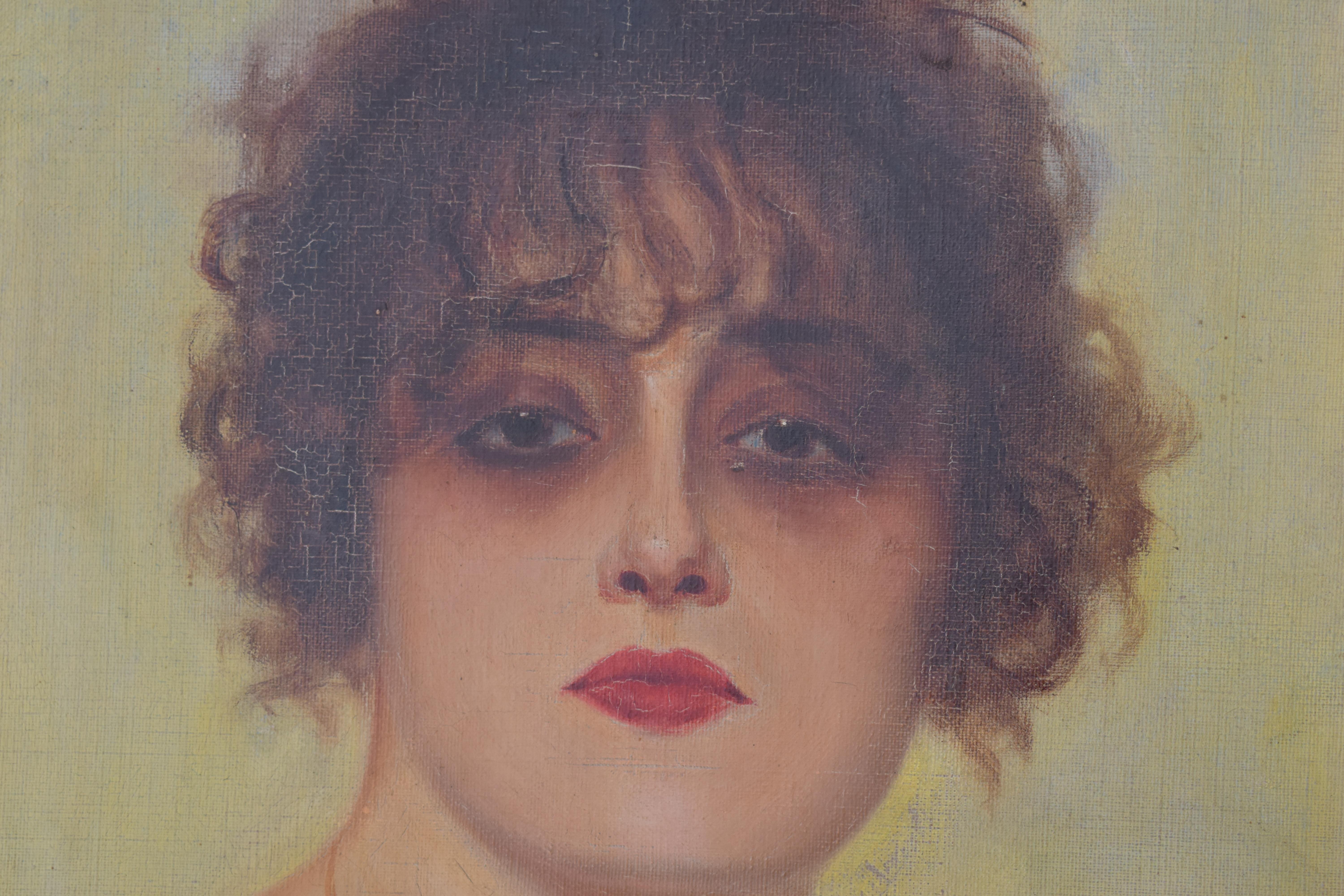 Französisch Art Deco Porträt 1920er Jahre Ölgemälde (Art déco), Painting, von Unknown