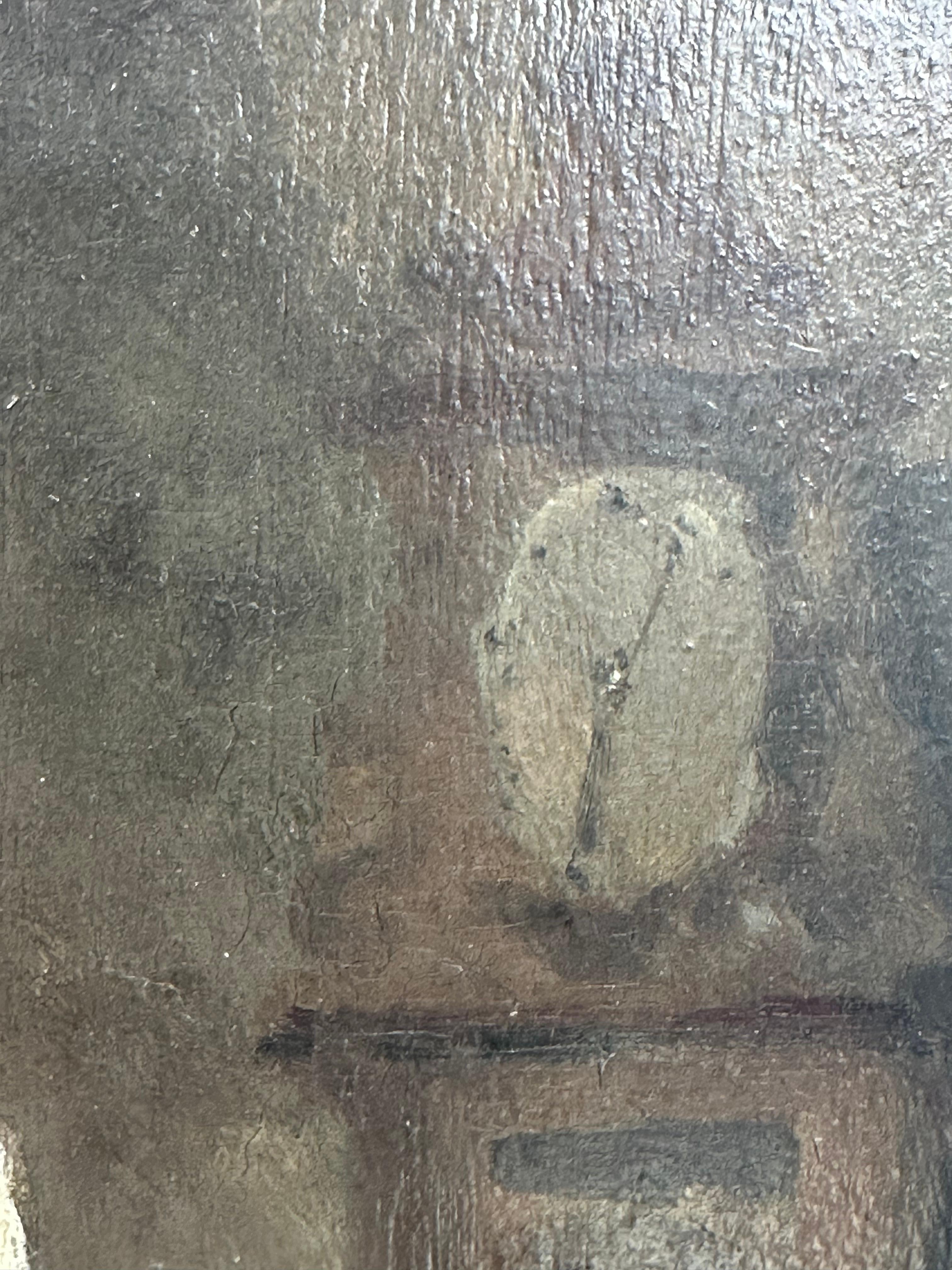 Französisch Barbizon Ära Französisch Realist Frau in einem Interieur (Grau), Figurative Painting, von Unknown