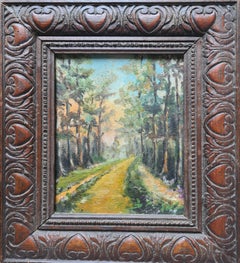 French Barbizon School Summer Landscape with a Path, Homage a Corot