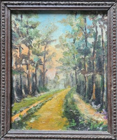 French Barbizon School Summer Landscape with a Path, Homage a Corot