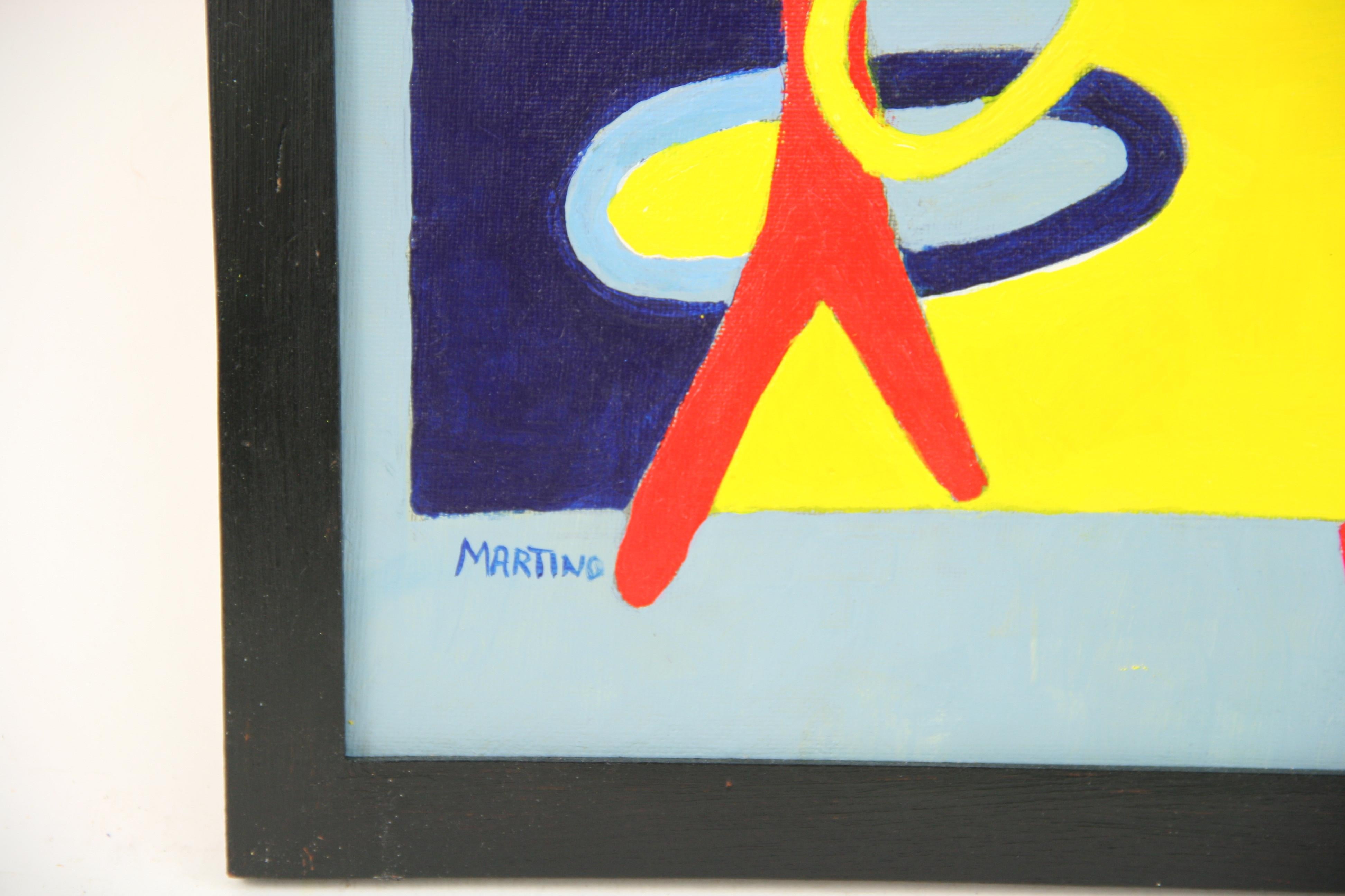 French Colorful  Modern Figural Surreal Abstract by Martino - Green Figurative Painting by Unknown