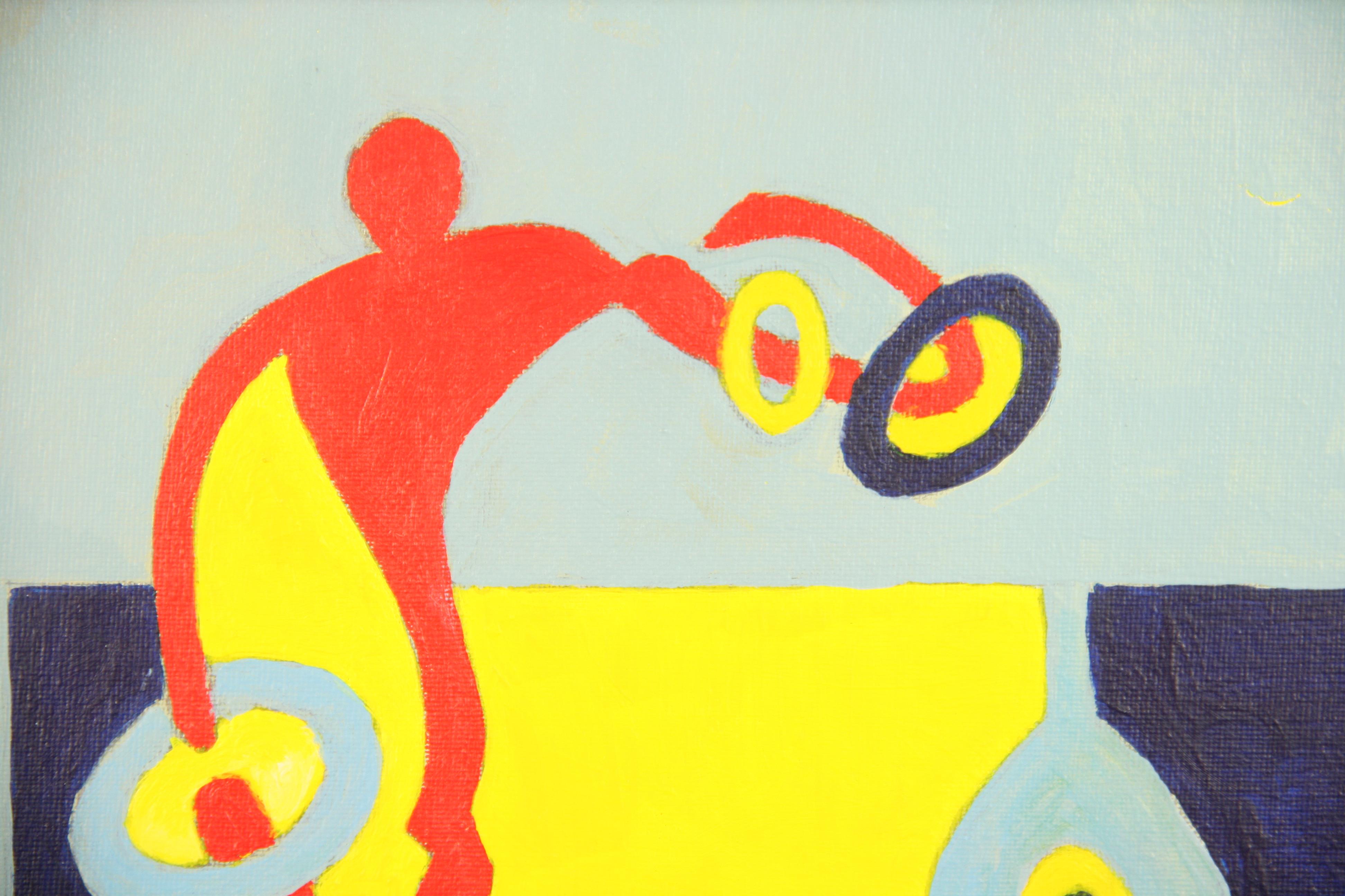 French Colorful  Modern Figural Surreal Abstract by Martino For Sale 1