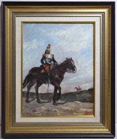 Französische Cuirassier auf montiertem Patrol, Ölgemälde von Bonnefoy, 19. Jahrhundert