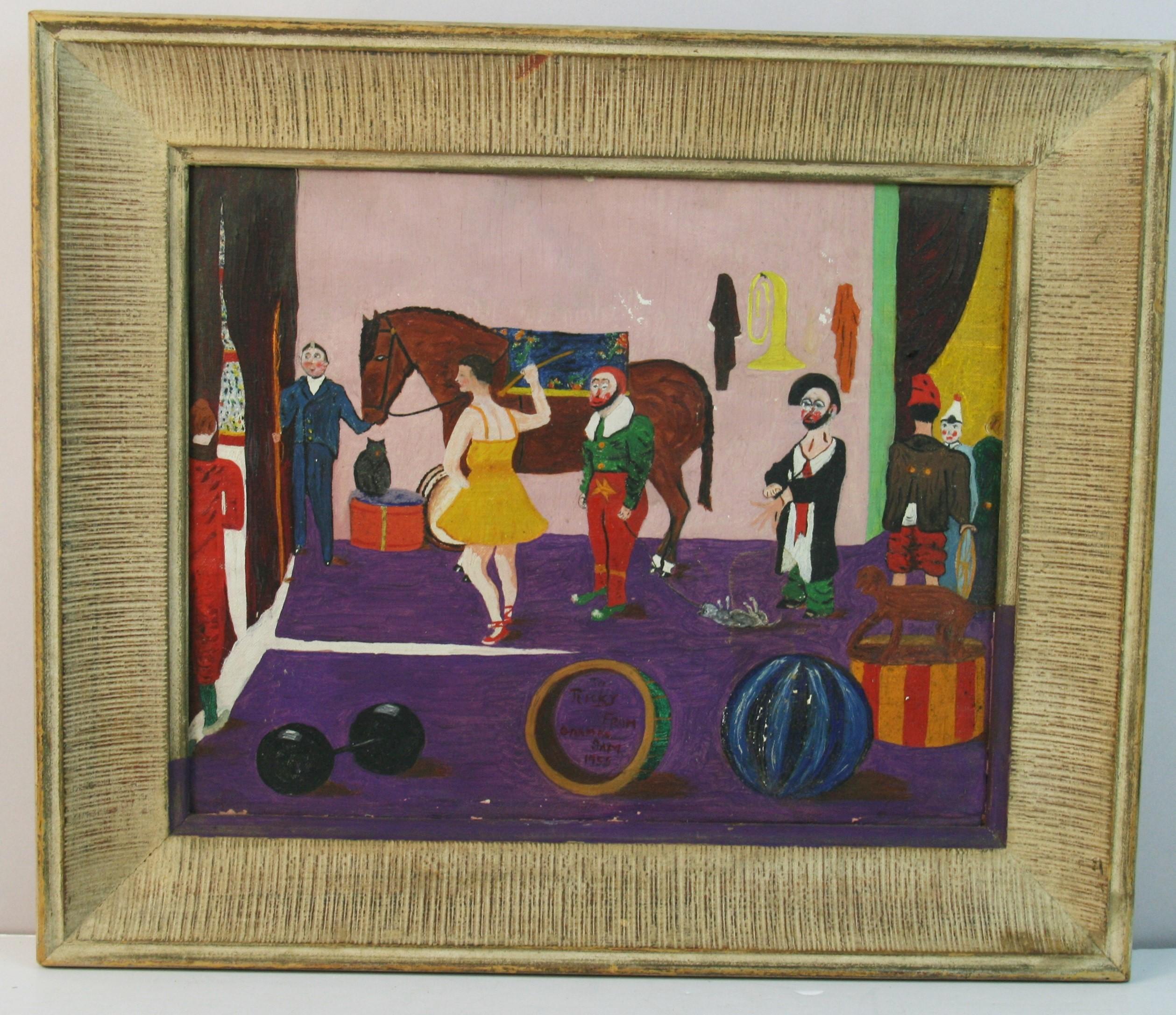 Französische Pferdezirkus-Darsteller – Painting von Unknown
