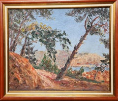 French Fauvist Oil on Canvas, View to the Sea, Circle of Charles Camoin.