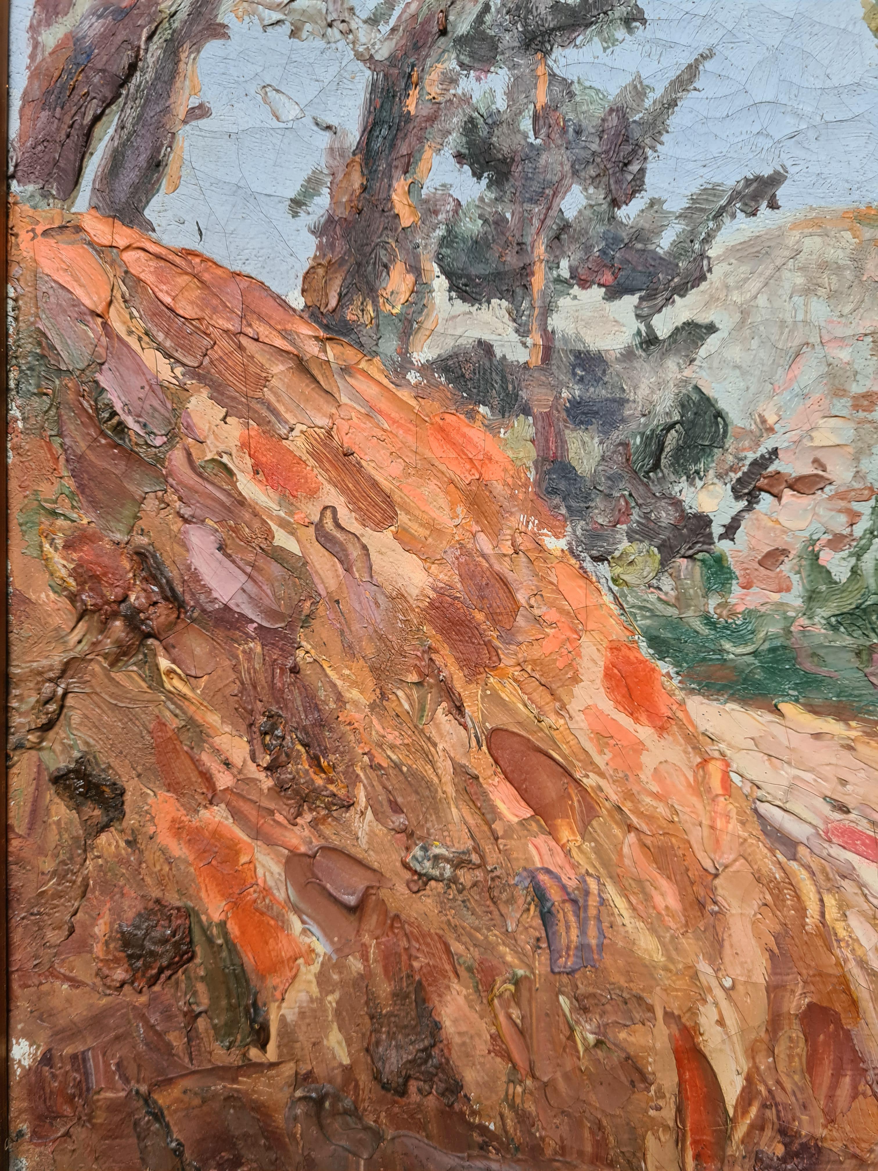 Óleo fauvista francés sobre lienzo, Vista al mar, Círculo de Charles Camoin. en venta 2