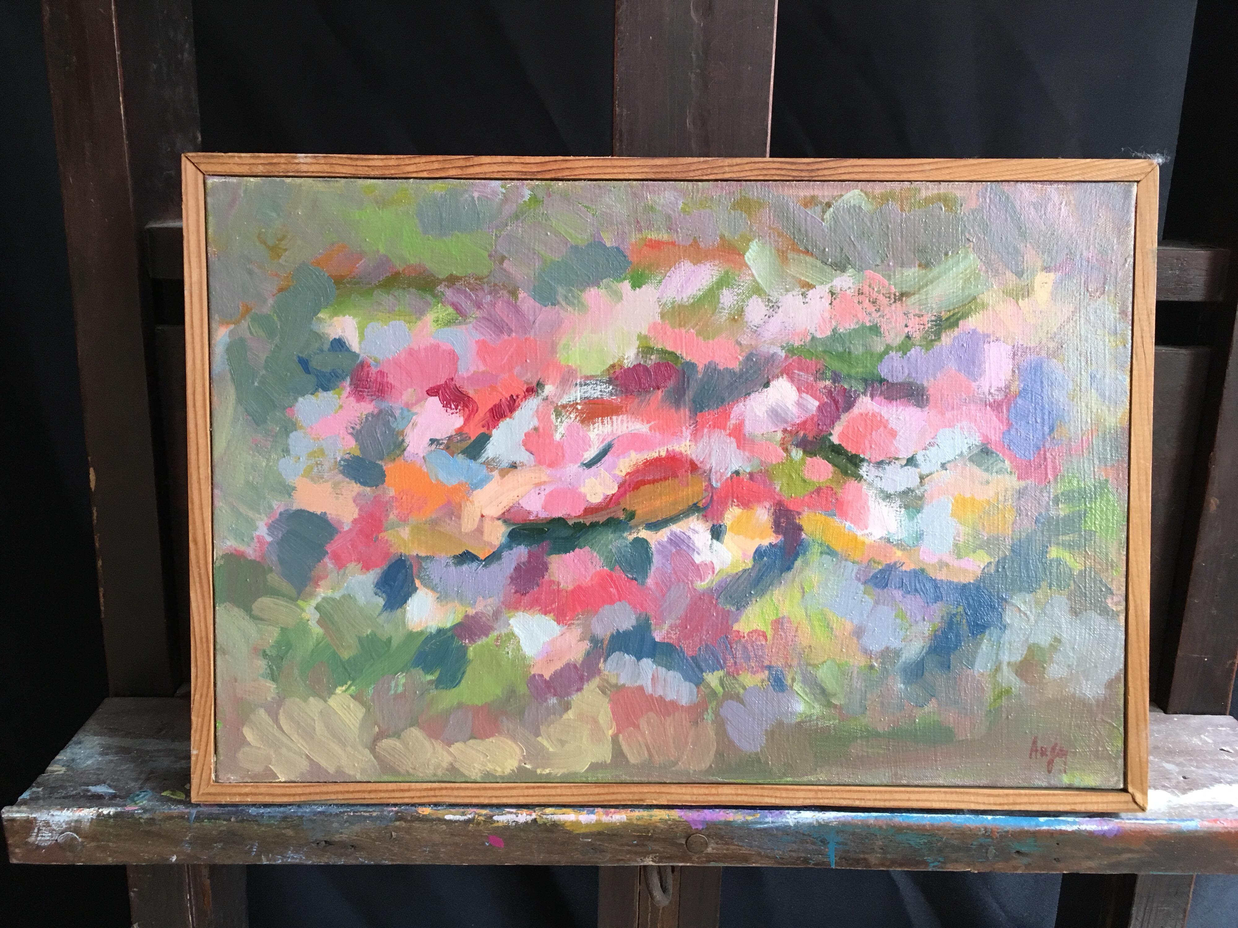 French Floral Abstract, Signed Oil Painting  For Sale 4