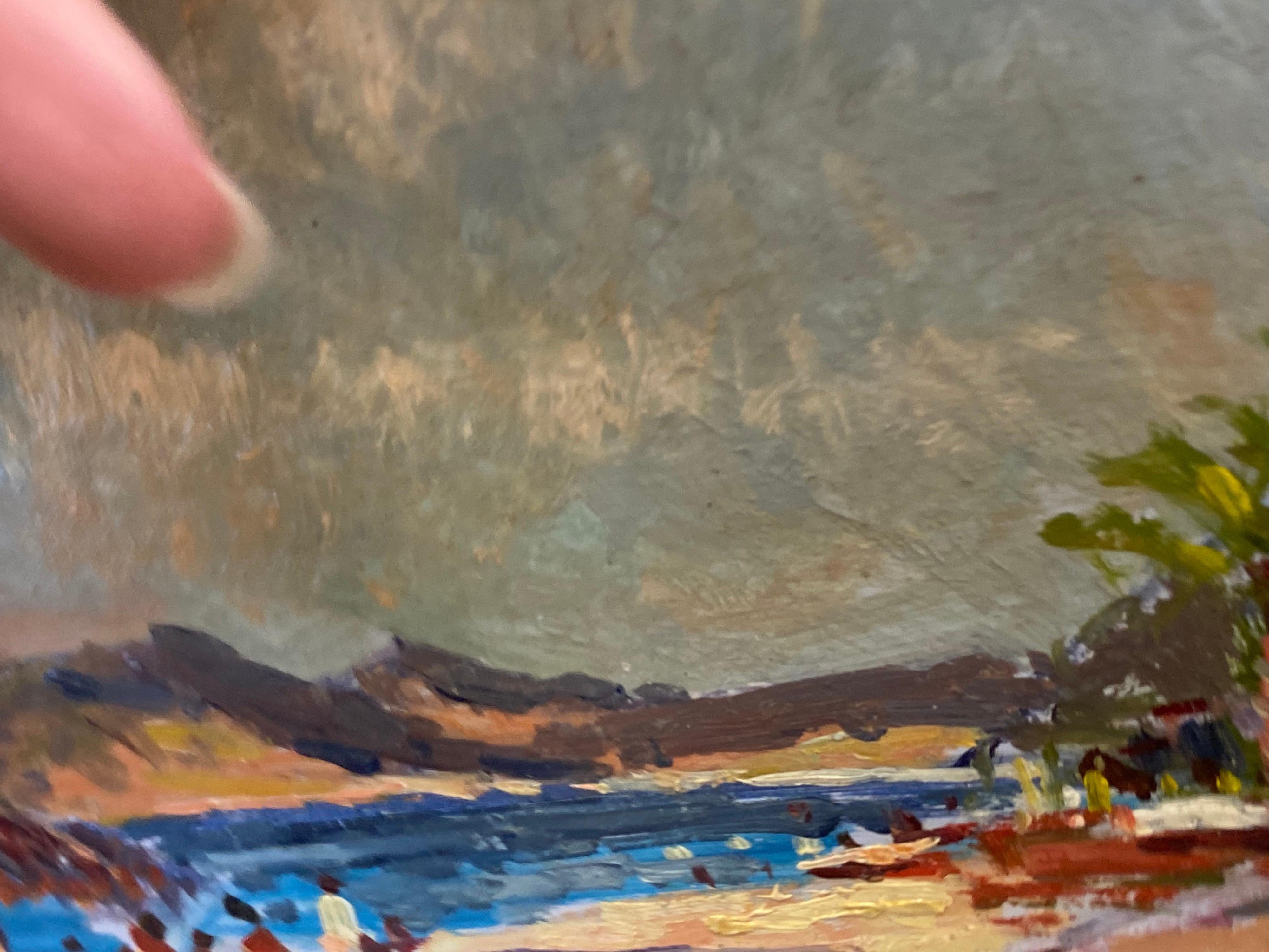 Französischer Impressionist En Plein Air Ölgemälde, Küstenszene mit Figuren im Angebot 2