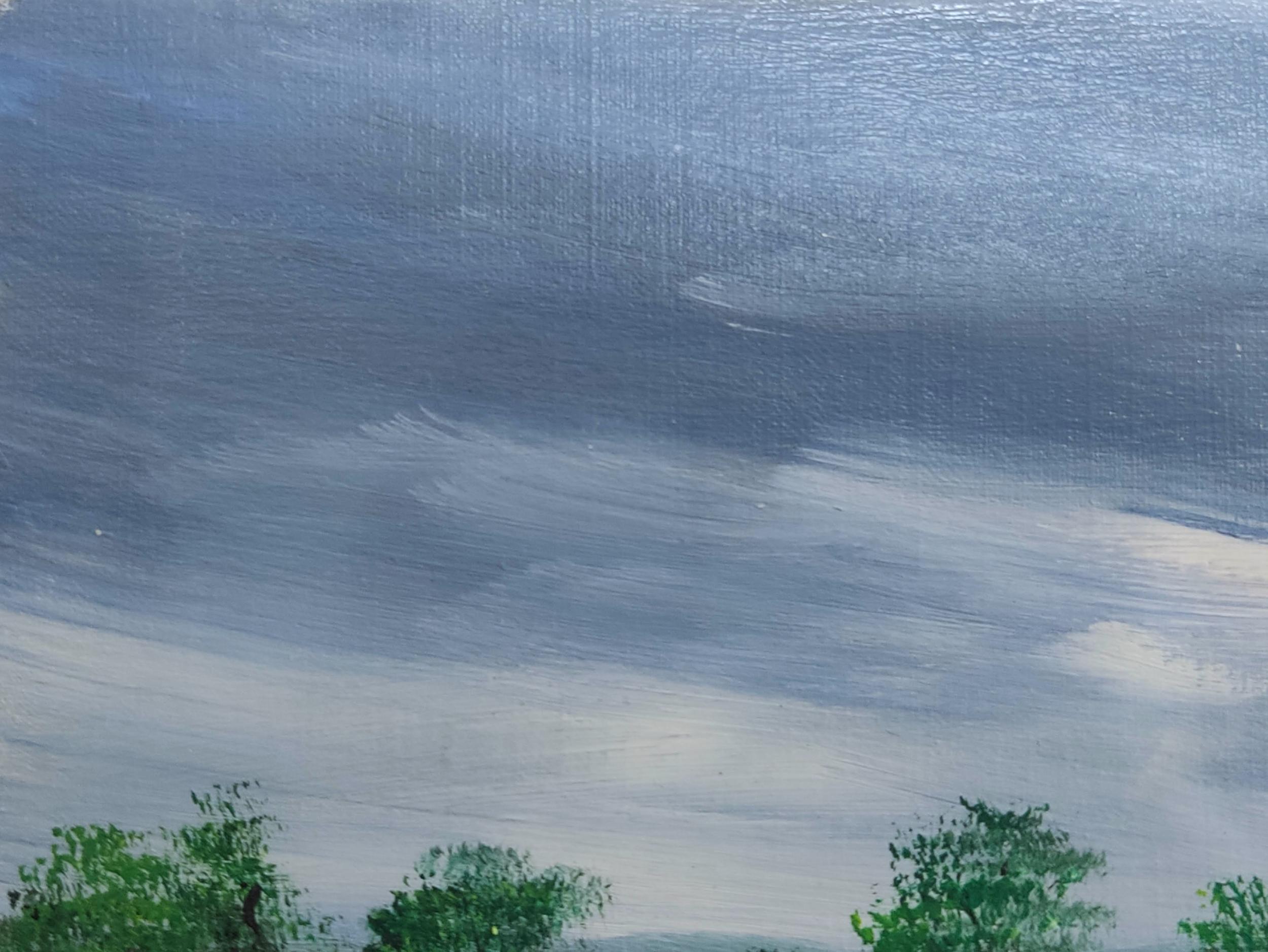 Impressionista francese in campagna, Pittura ad olio originale, campo di viti - Painting Scuola francese di Unknown