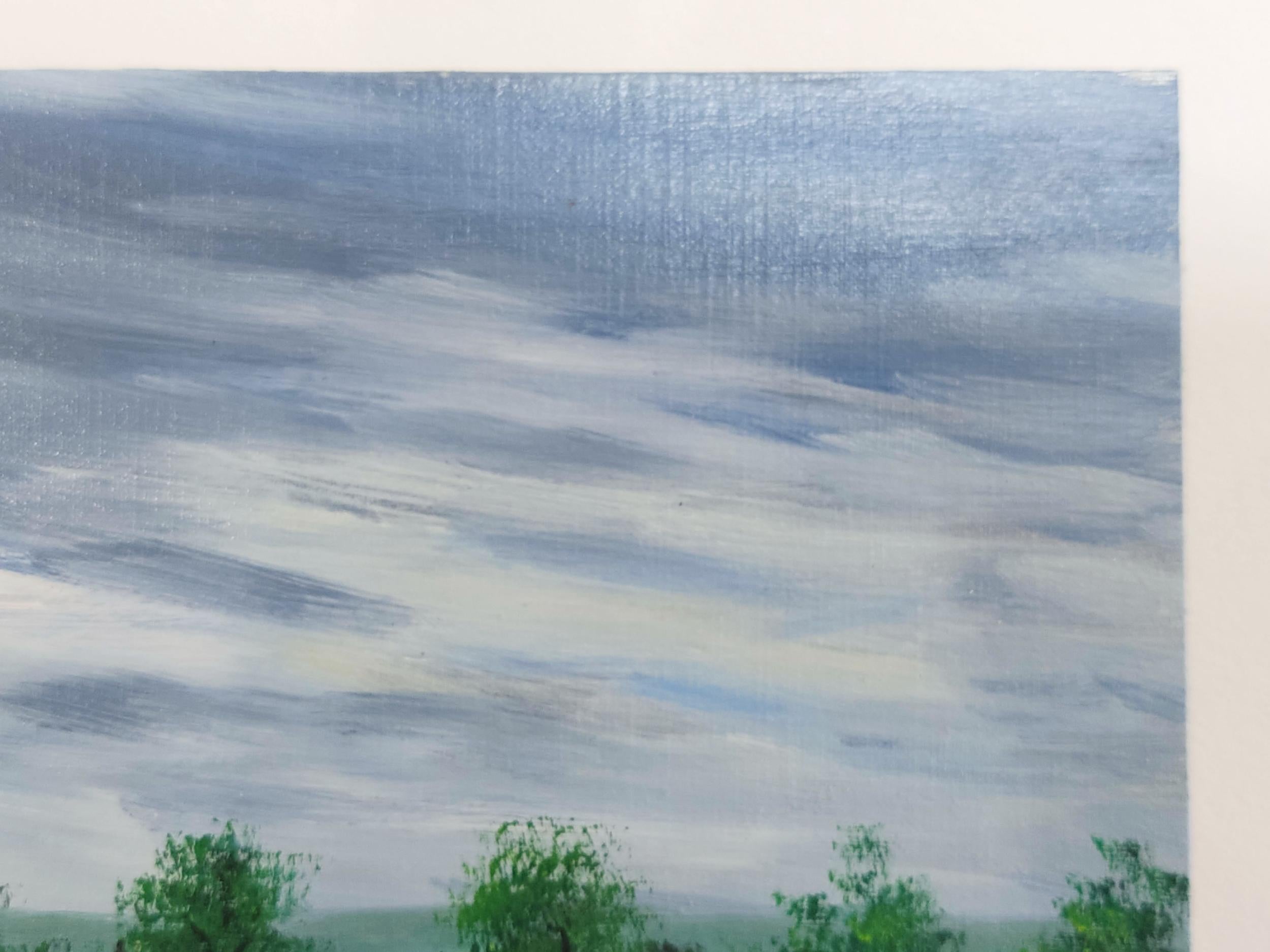 Impressionista francese in campagna, Pittura ad olio originale, campo di viti in vendita 2