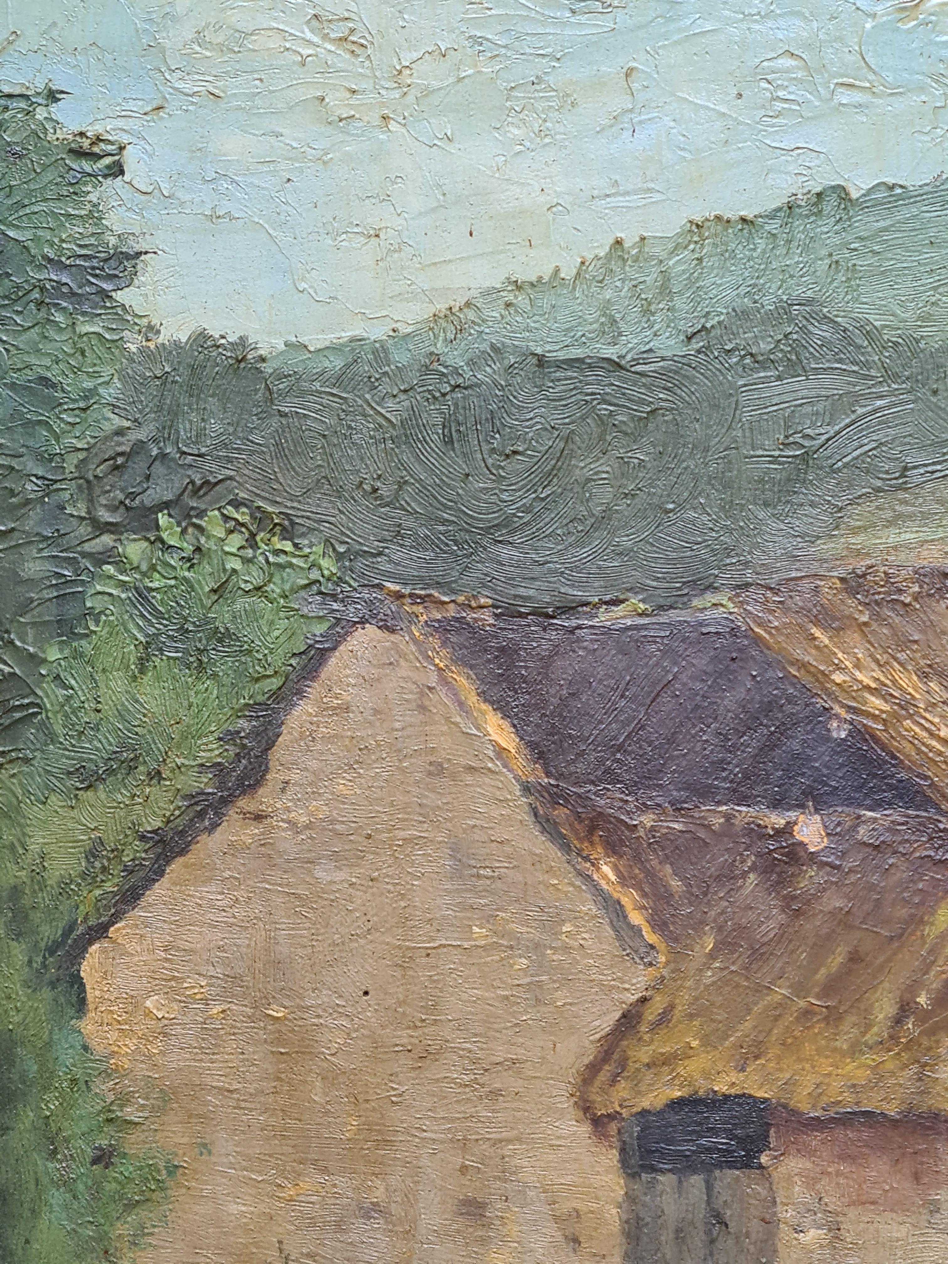 French Impressionist Landscape, Road by the Barn For Sale 1