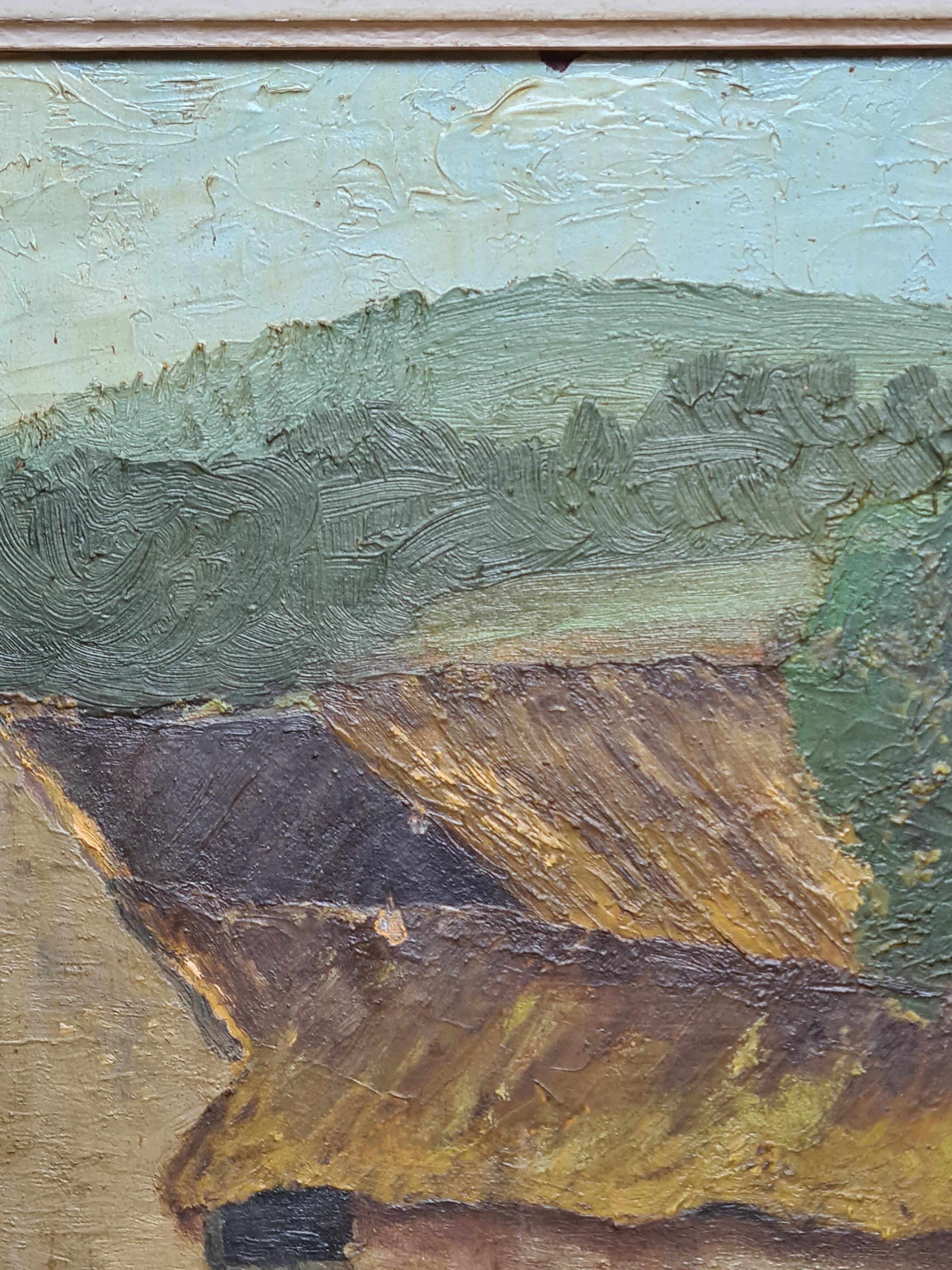 French Impressionist Landscape, Road by the Barn For Sale 2