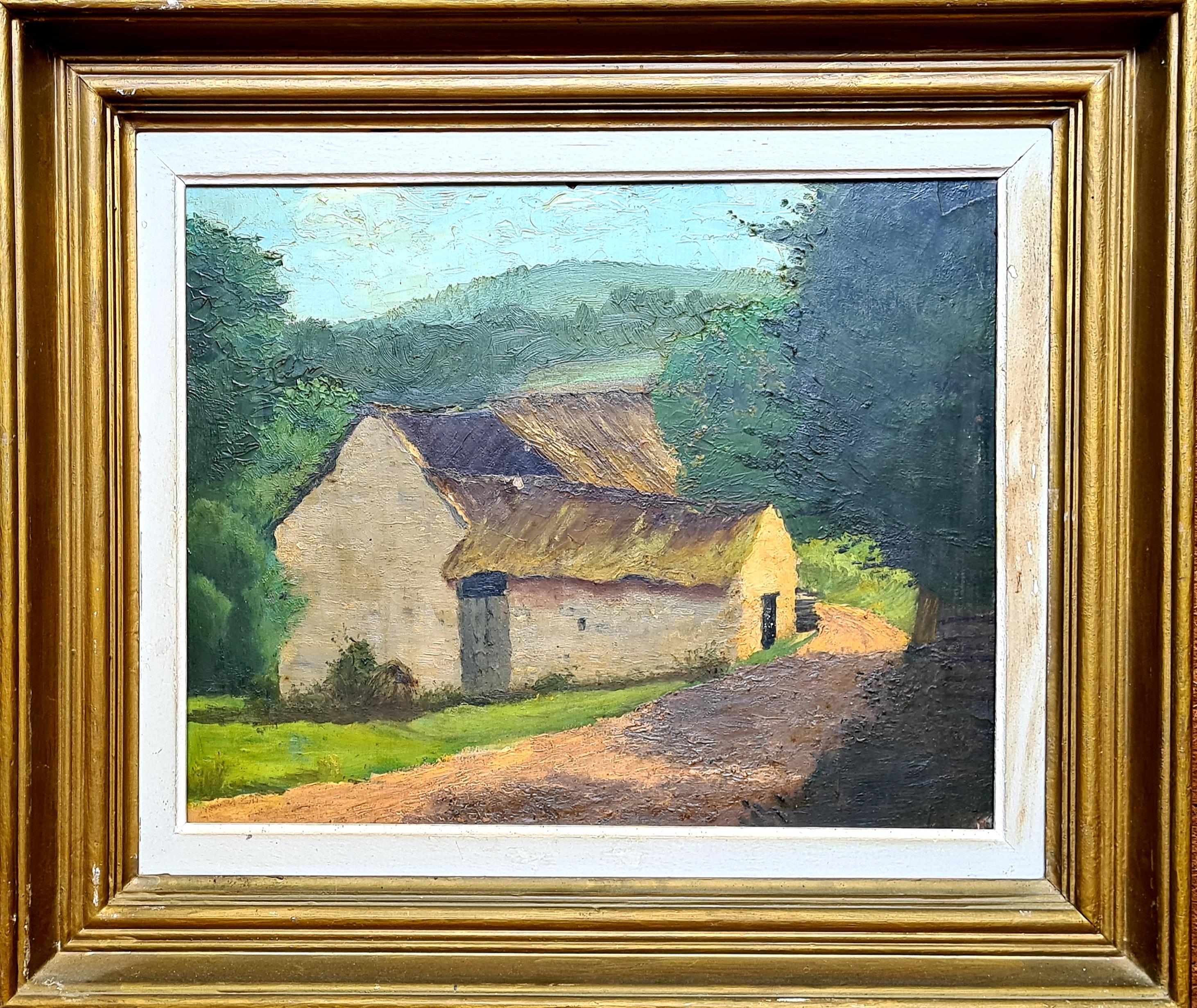 Unknown Landscape Painting - French Impressionist Landscape, Road by the Barn