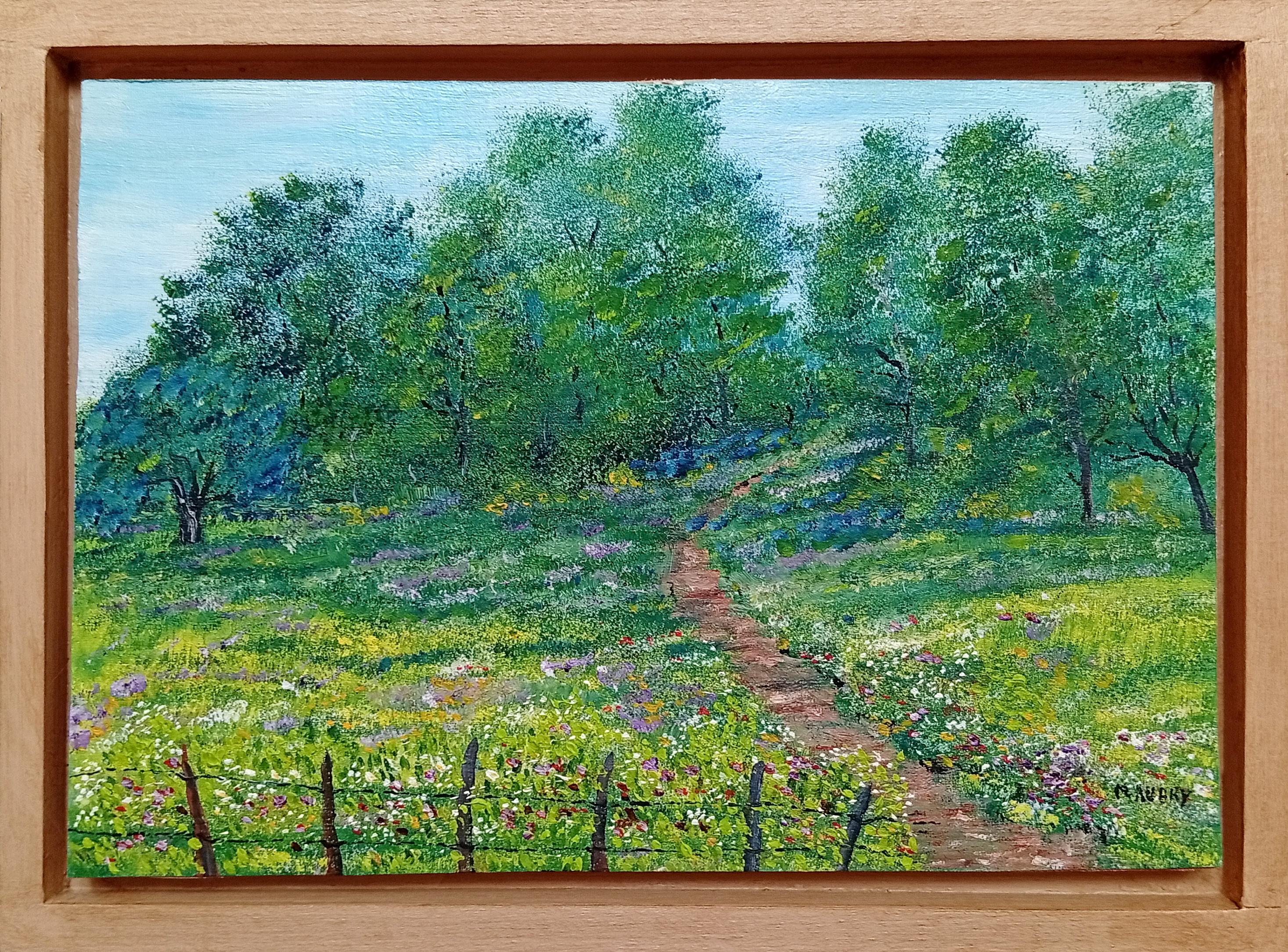 Small Oil Painting of French Countryside Landscape, Signed
