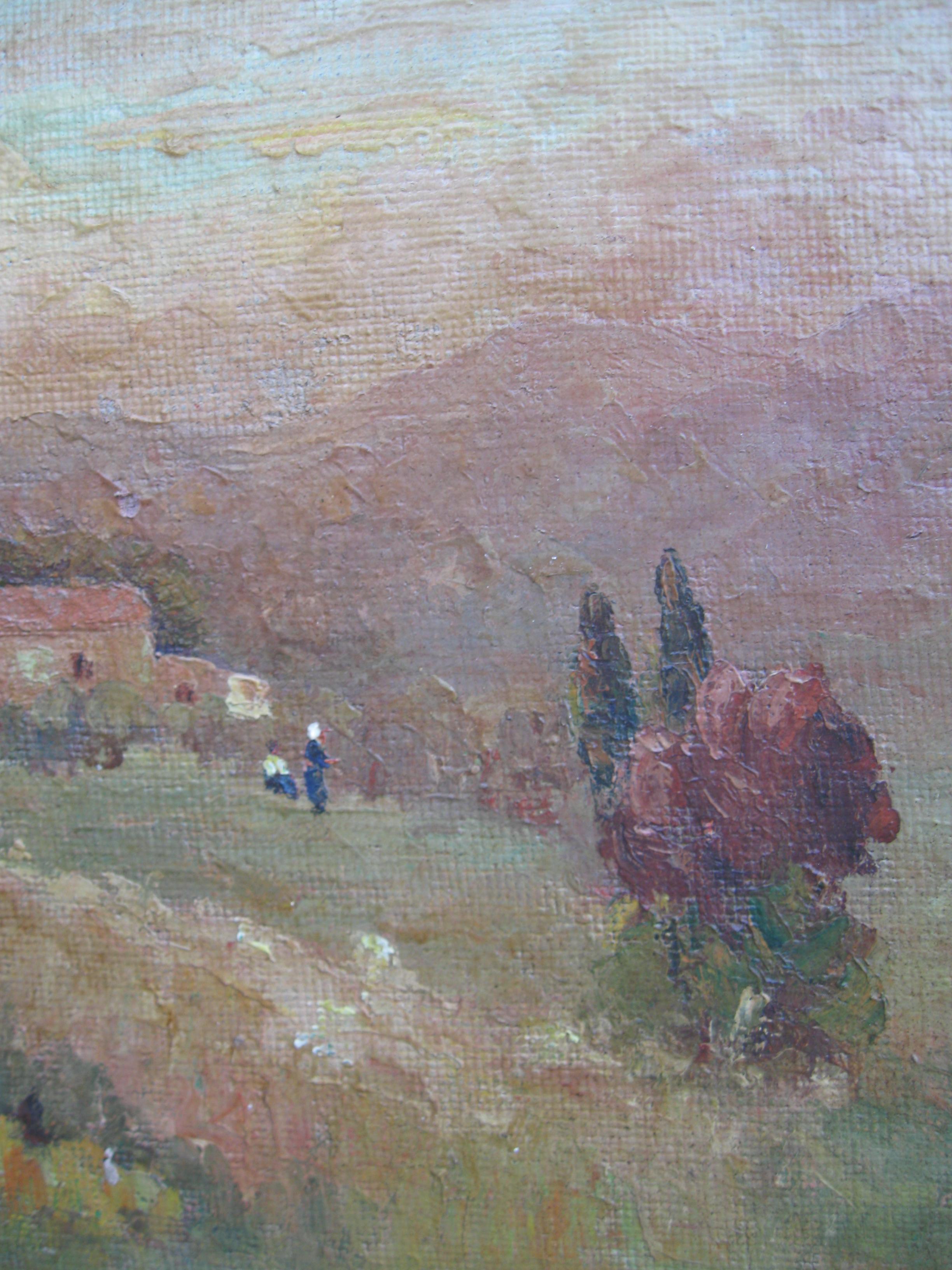 French Impressionist: Les Oliviers Large oil circa 1950's 9