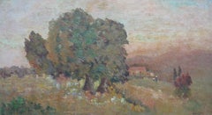 French Impressionist: Les Oliviers Large oil circa 1950's