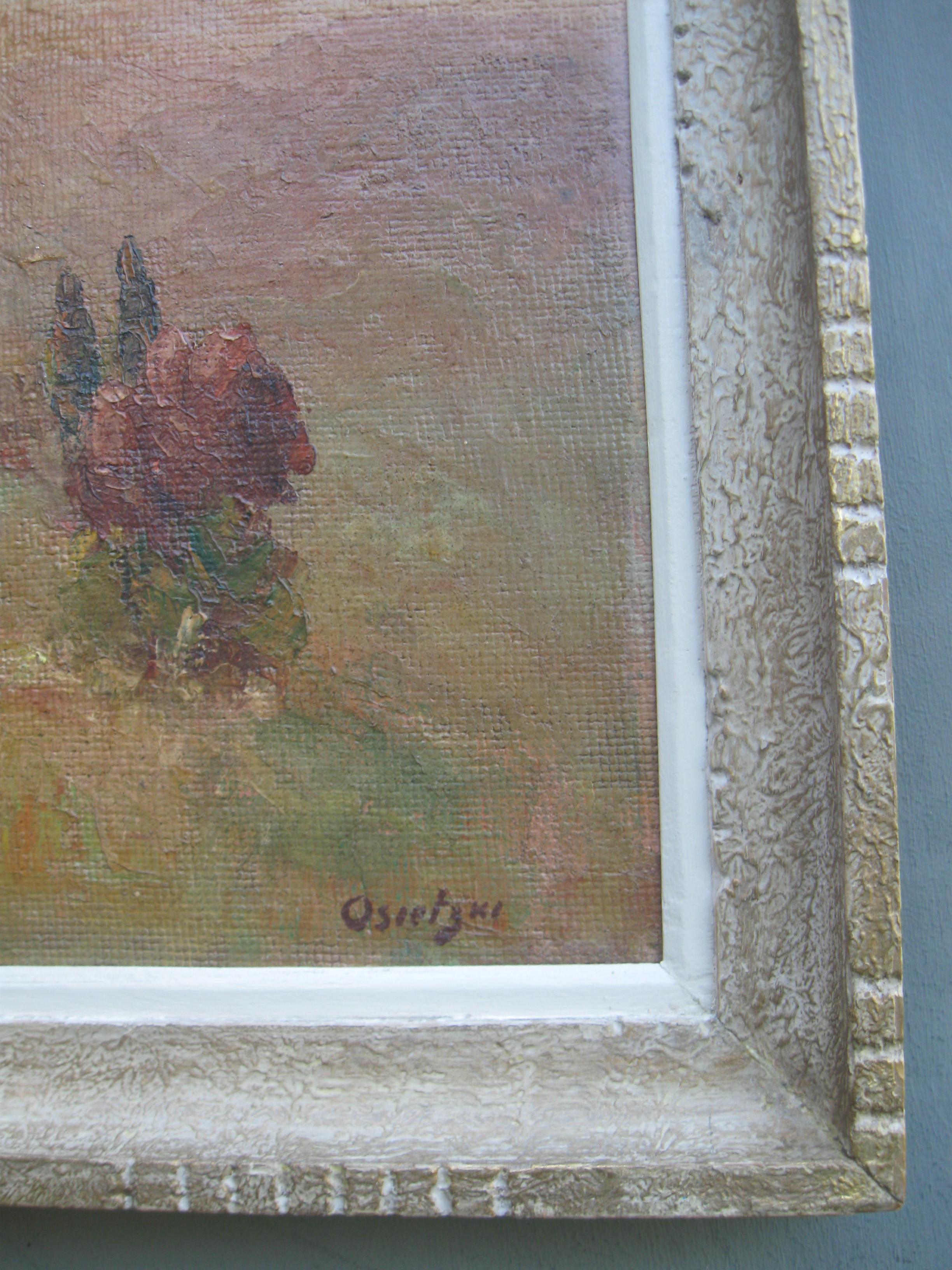 French Impressionist: Les Oliviers Large oil circa 1950's 1
