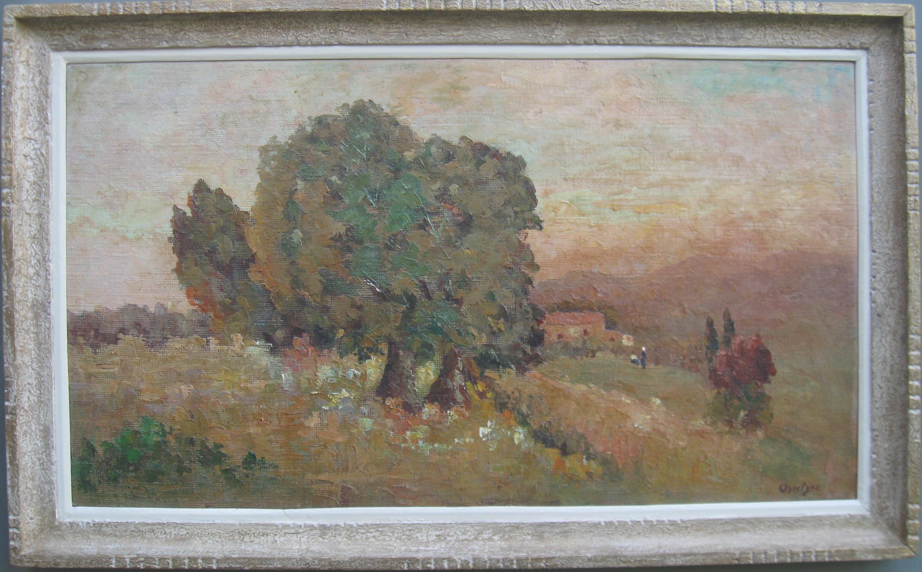 Unknown Landscape Painting - French Impressionist: Les Oliviers Large oil circa 1950's