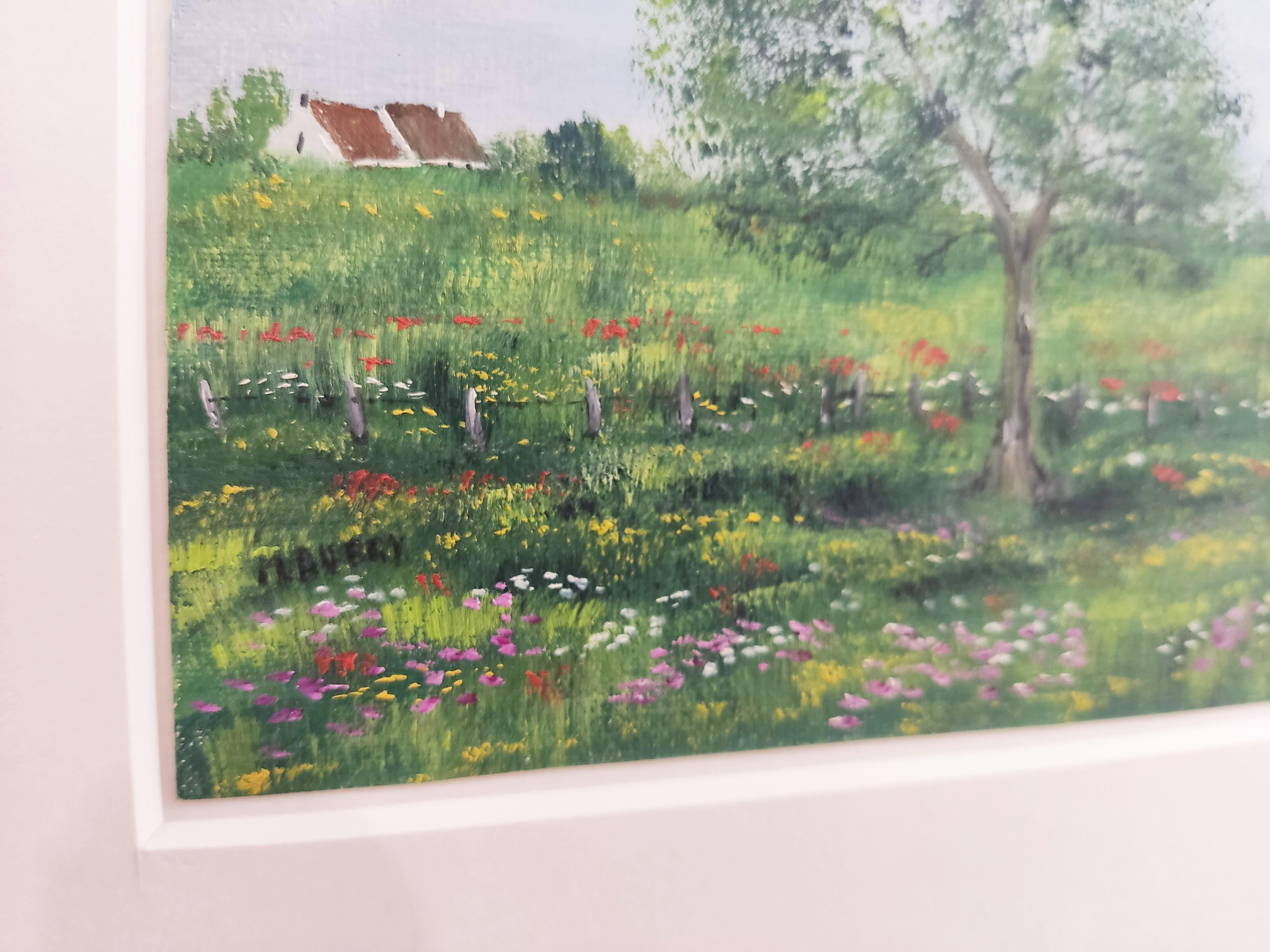 Oggetto : Piccolo dipinto a olio di un paesaggio della campagna francese, in ottime condizioni. 

Questo paesaggio pastorale dipinto raffigura una scena rurale di serena bellezza. Un albero maestoso si erge orgoglioso al centro dell'immagine,