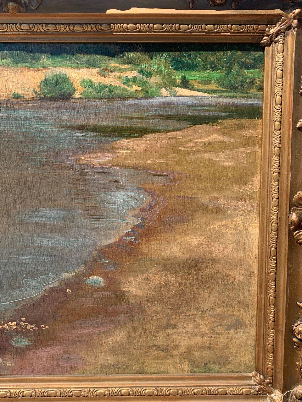 French Impressionist painter (19th century) - Landscape with lake. For Sale 2