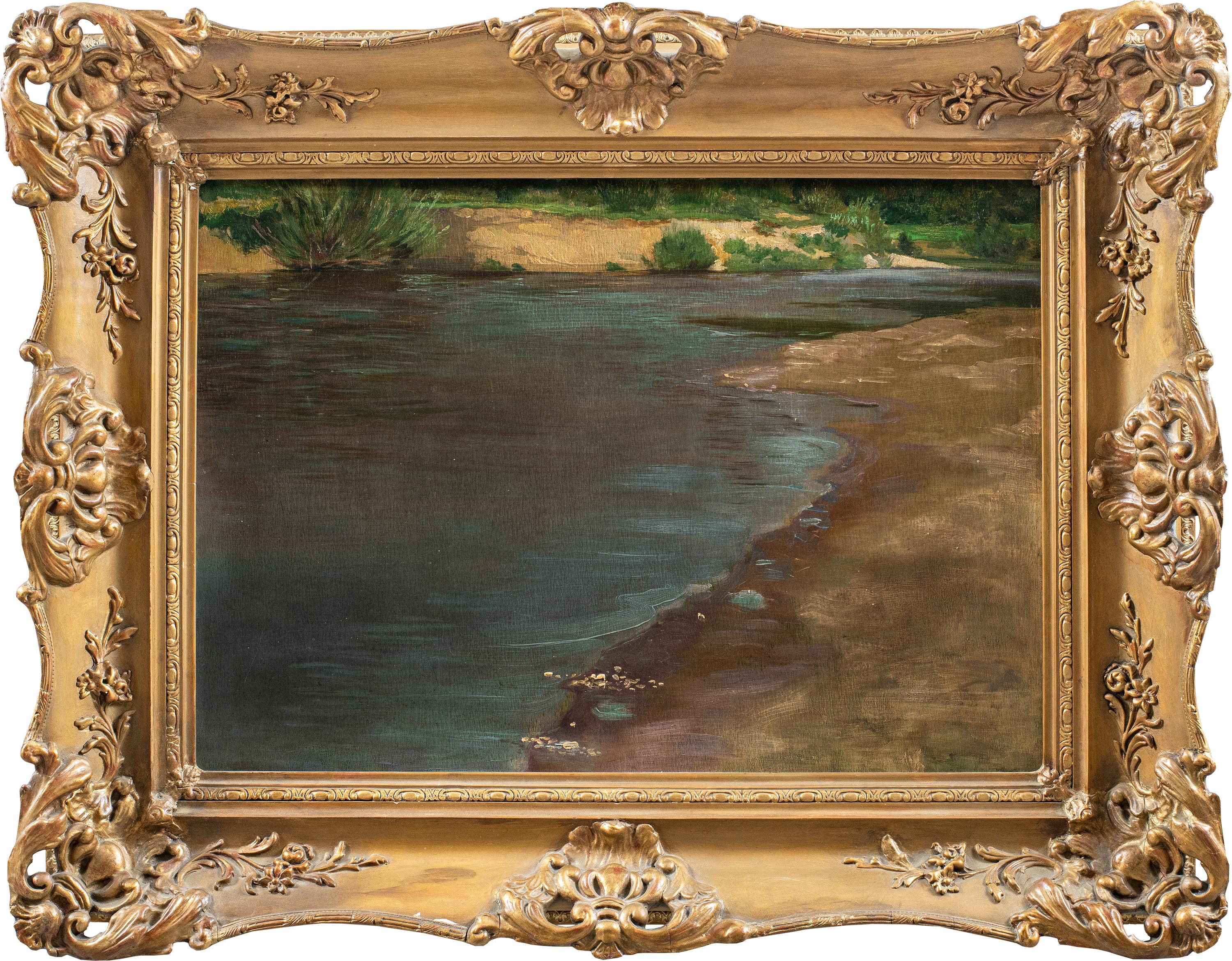 Unknown Figurative Painting - French Impressionist painter (19th century) - Landscape with lake.