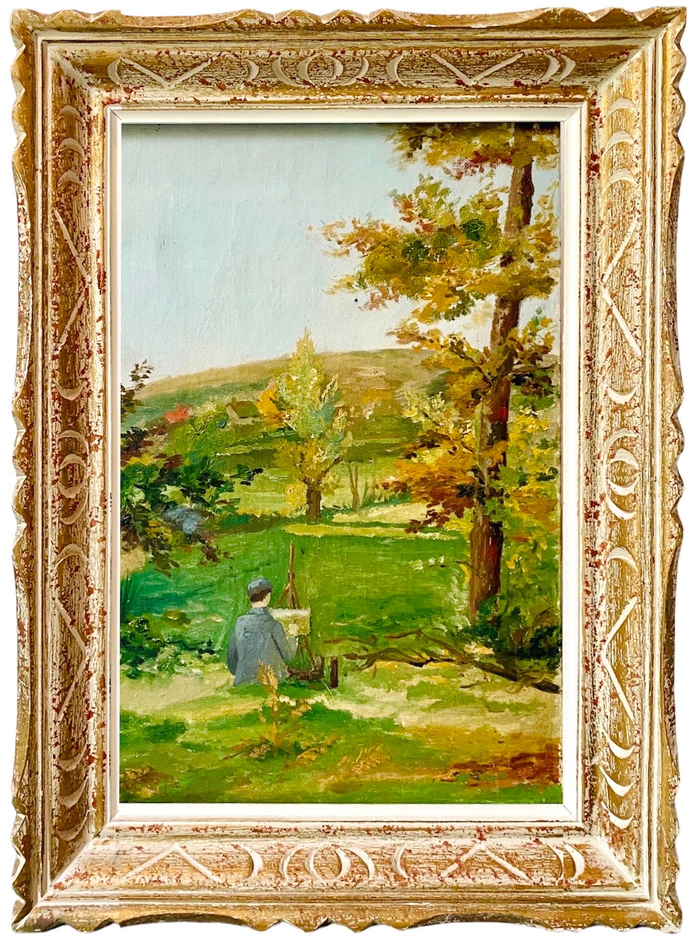 French impressionist painting - L'artiste - Countryside Self portrait ca. 1950