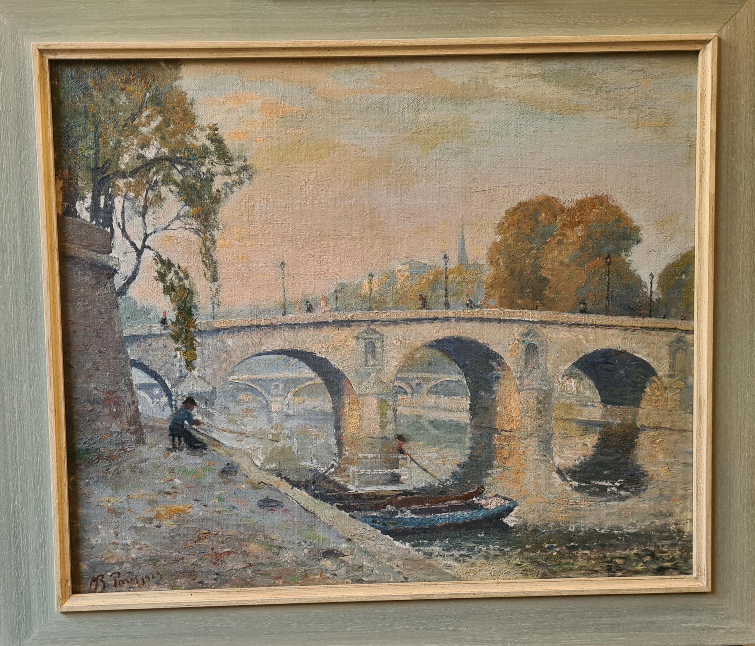 Französischer Impressionist Ansicht von Paris, Le Pont Marie und Île Saint-Louis im Angebot 8