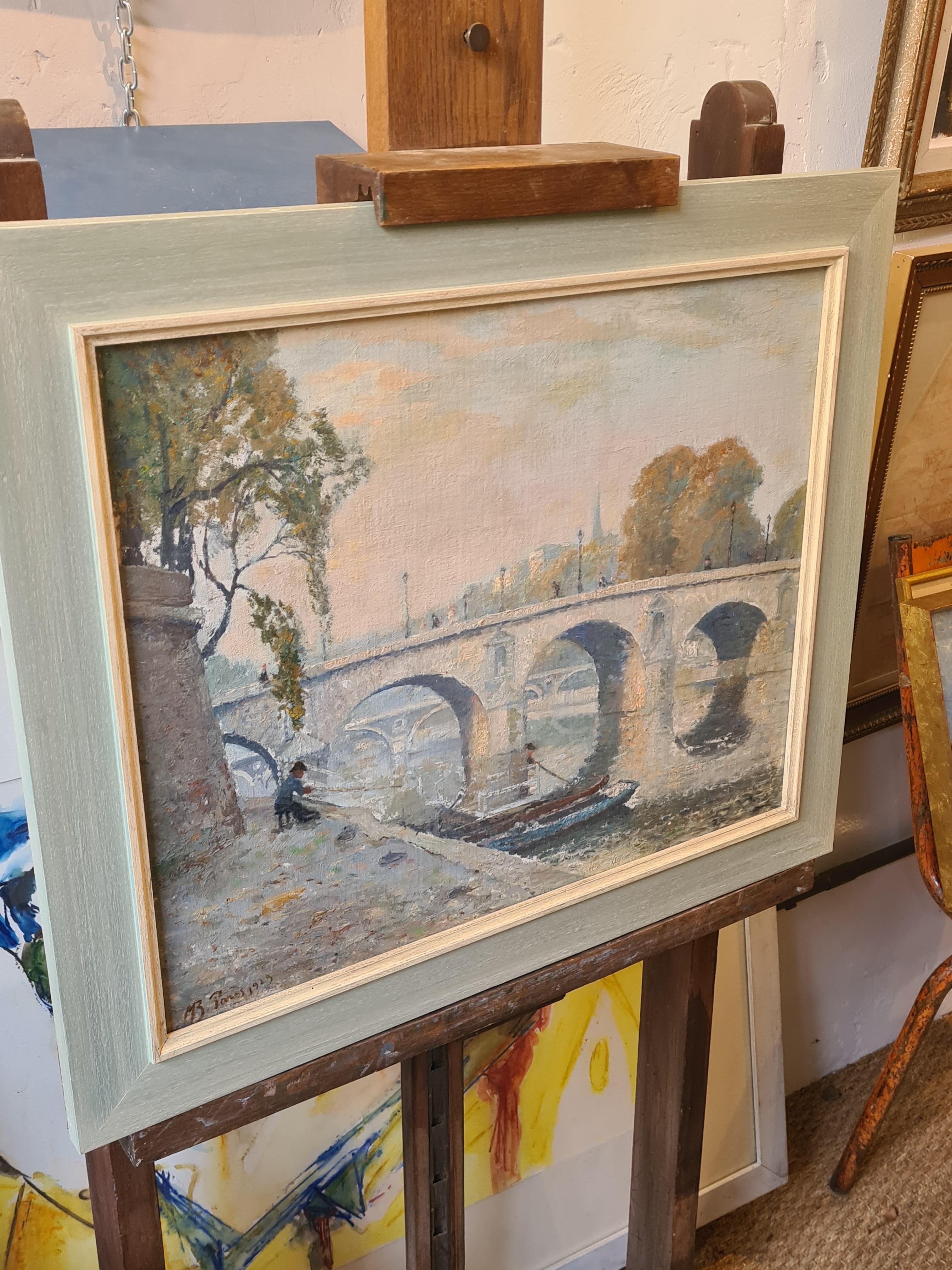 French Impressionist View of Paris, Le Pont Marie and Île Saint-Louis - Painting by Unknown