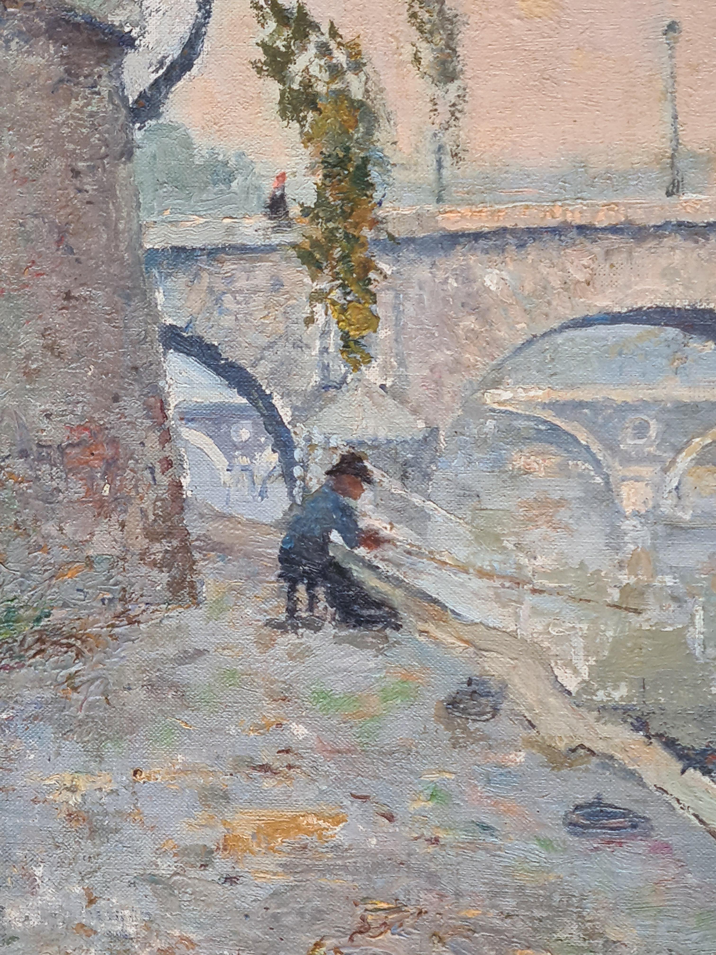 Französischer Impressionist Ansicht von Paris, Le Pont Marie und Île Saint-Louis im Angebot 1