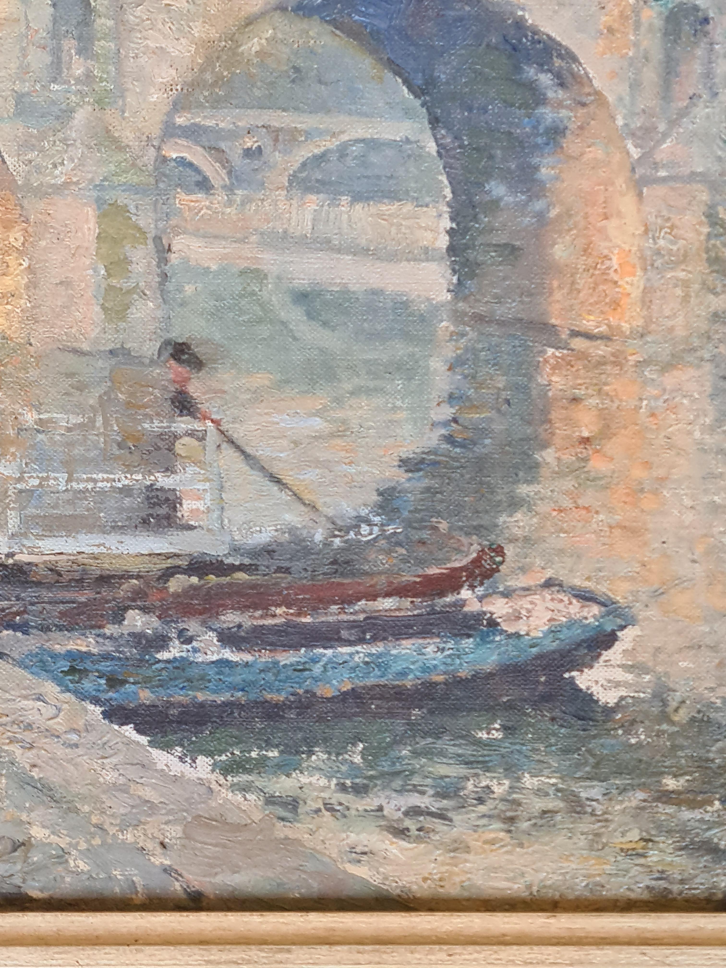 Französischer Impressionist Ansicht von Paris, Le Pont Marie und Île Saint-Louis im Angebot 4