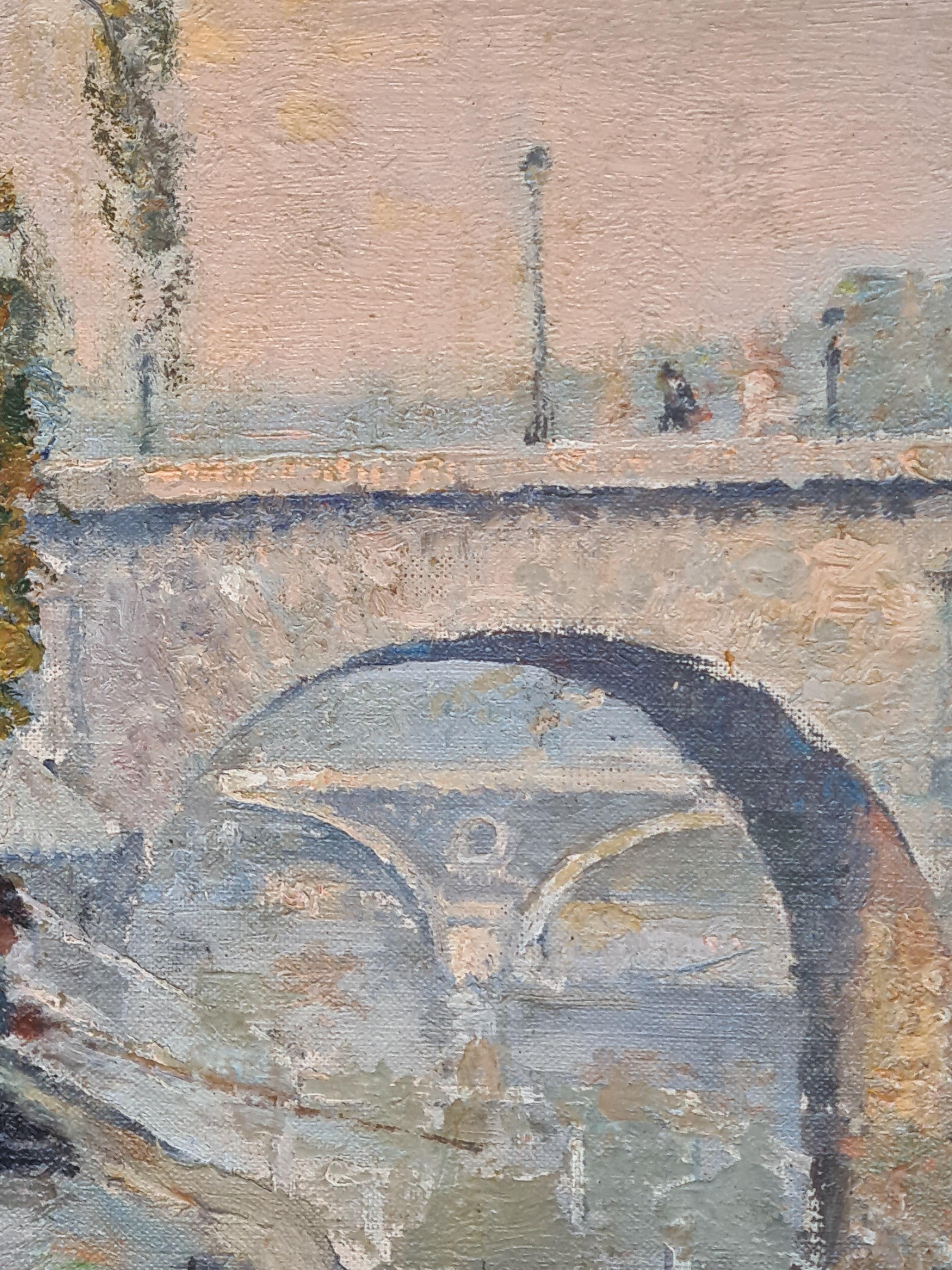 Französischer Impressionist Ansicht von Paris, Le Pont Marie und Île Saint-Louis im Angebot 5