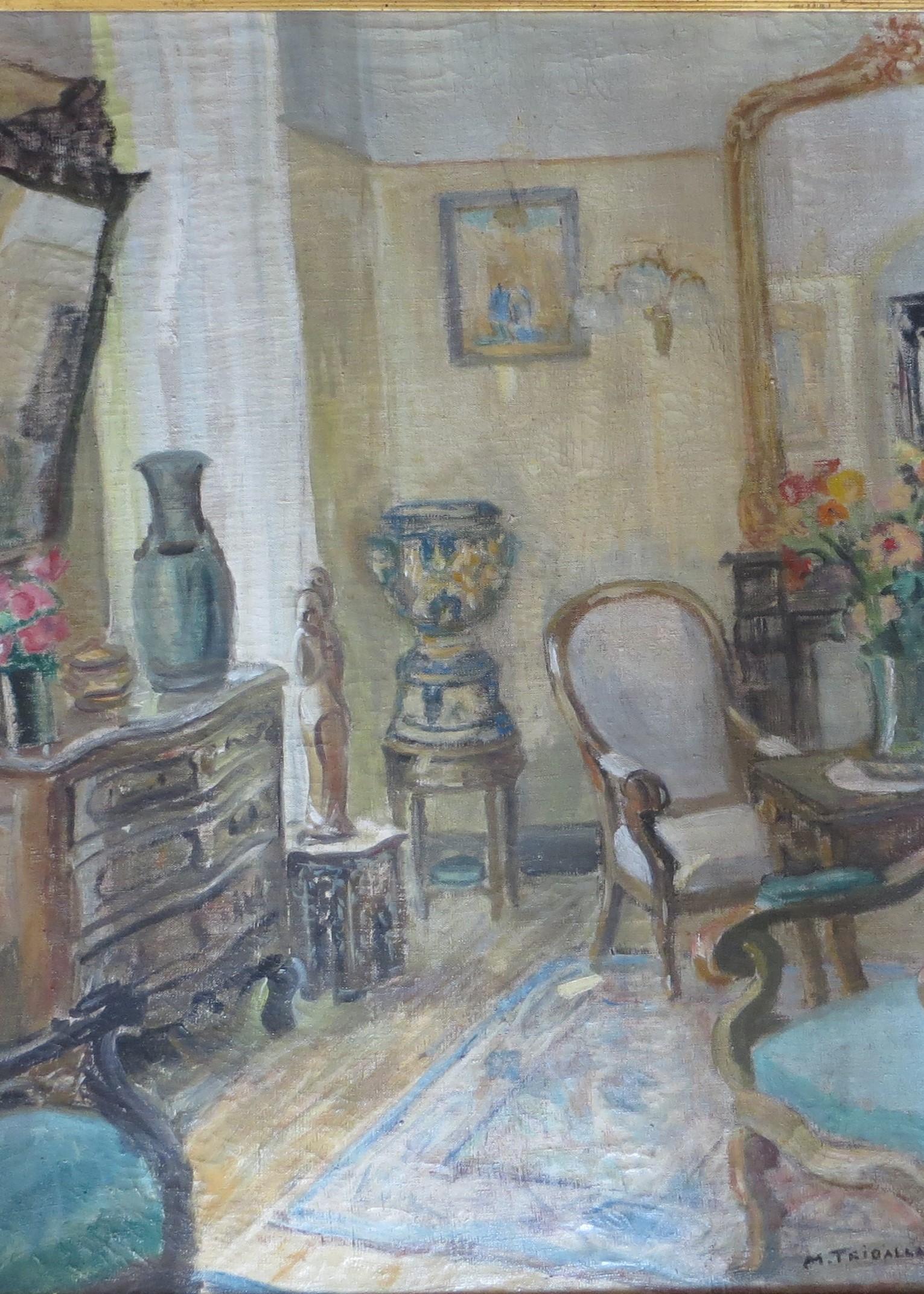 Unknown Figurative Painting - French interior 