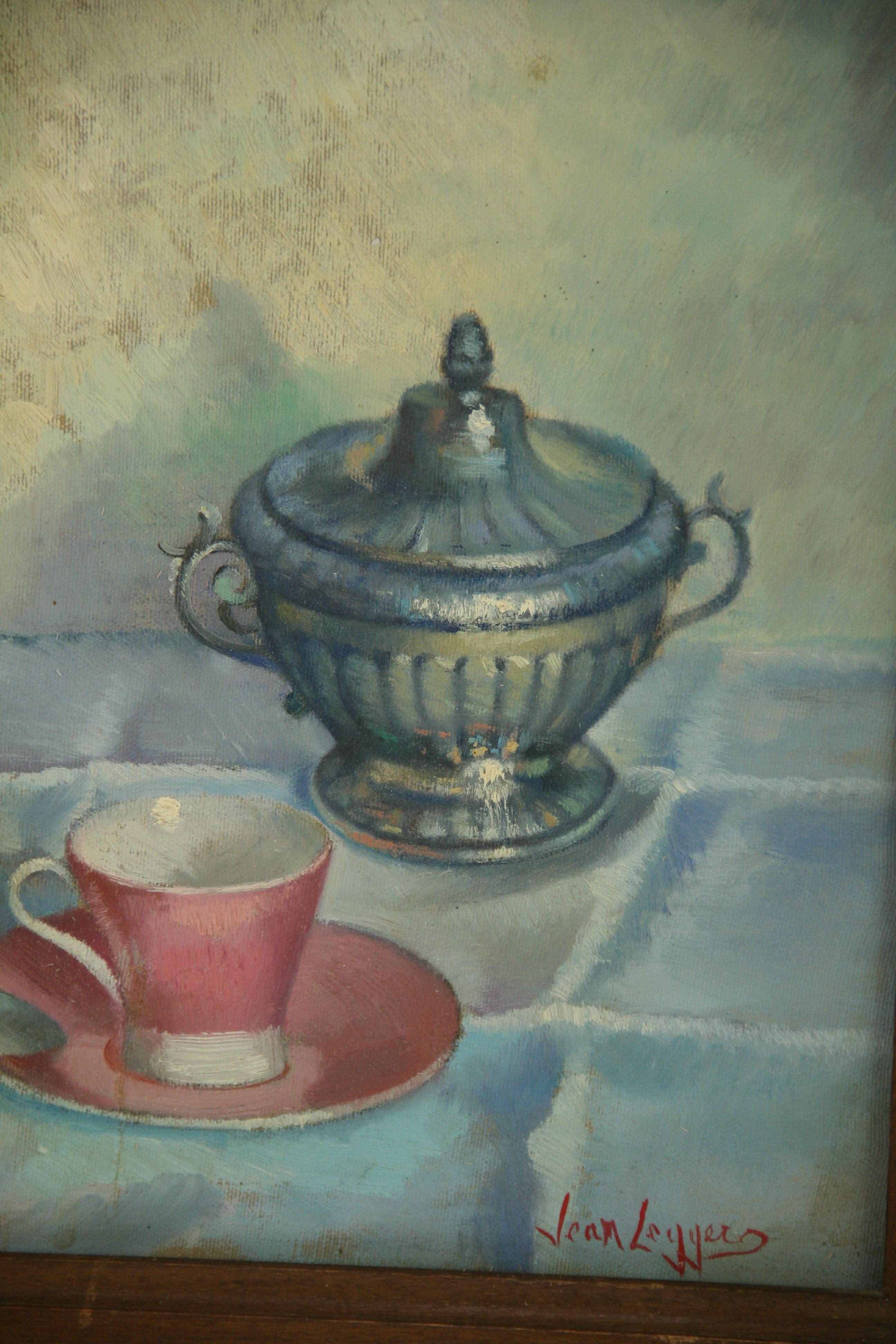 Table d'appoint française vintage peinte à l'huile par Jean Leggers en vente 1