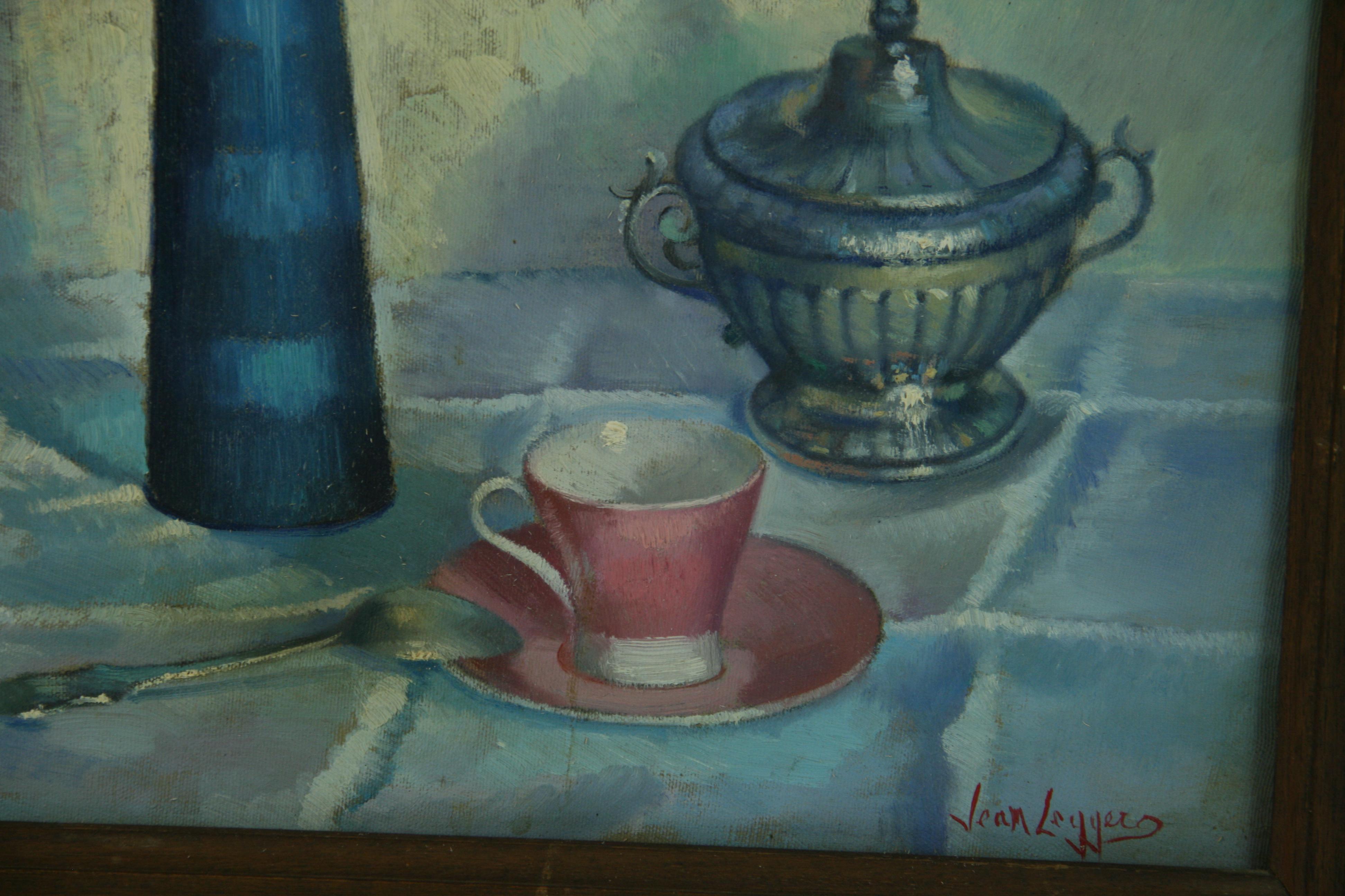 Table d'appoint française vintage peinte à l'huile par Jean Leggers en vente 3