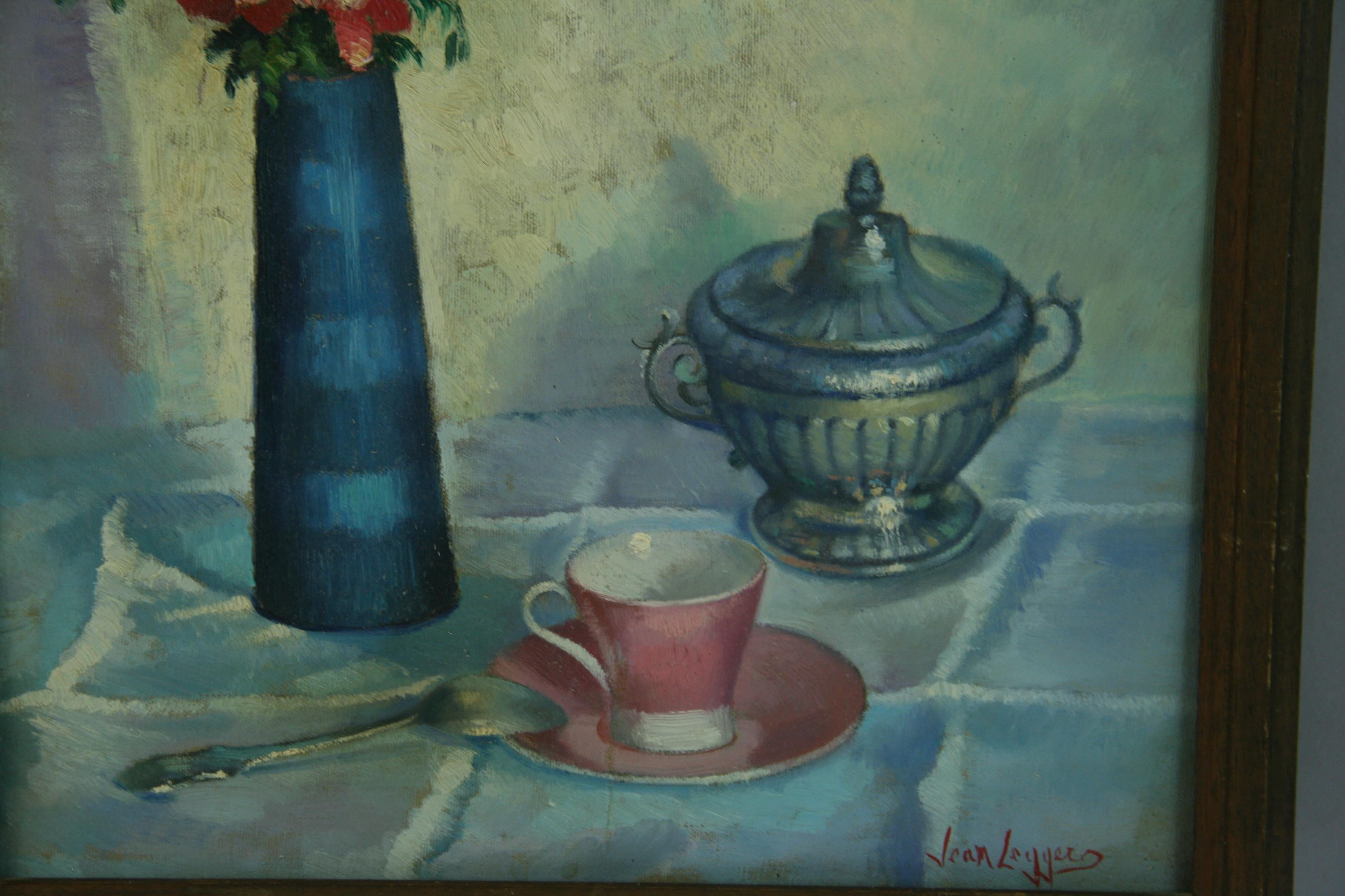 Table d'appoint française vintage peinte à l'huile par Jean Leggers en vente 4