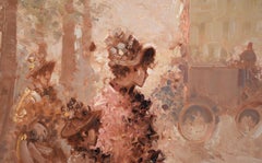 Figurative Landschaft "Frauen auf dem Boulevard" aus Frankreich