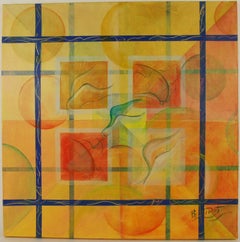   French  Modern Geometric  Abstract Oil Painting