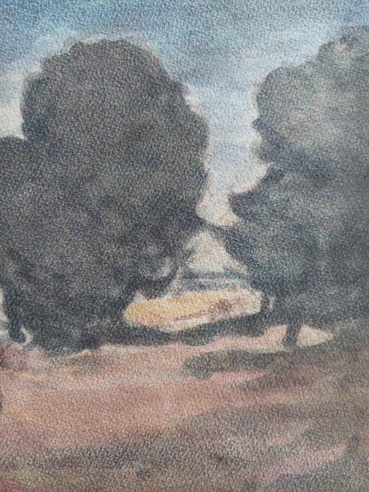 French Modernist Cubist Painting Figures in a Village For Sale 4