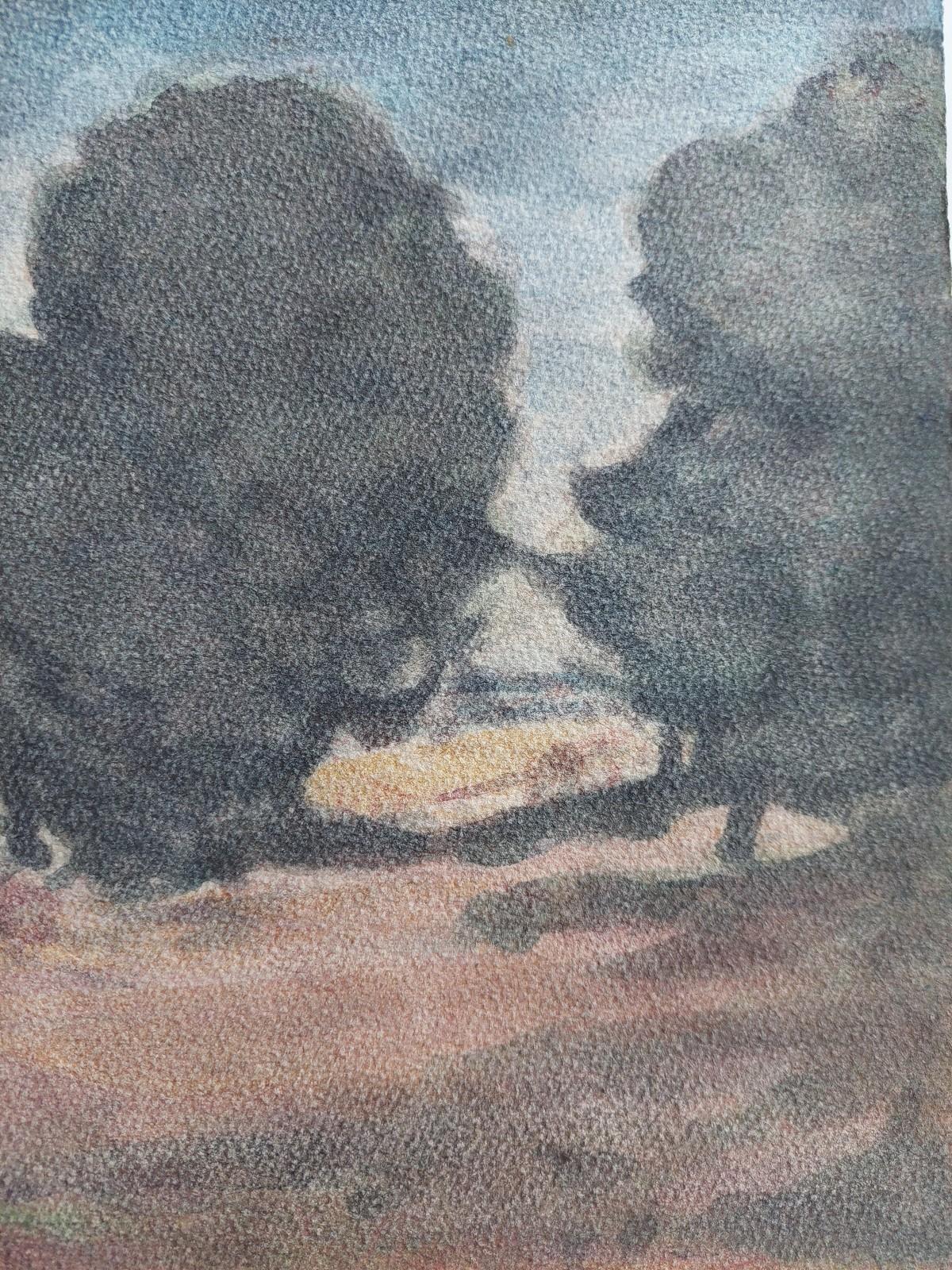 French Modernist Cubist Painting Figures in a Village For Sale 5