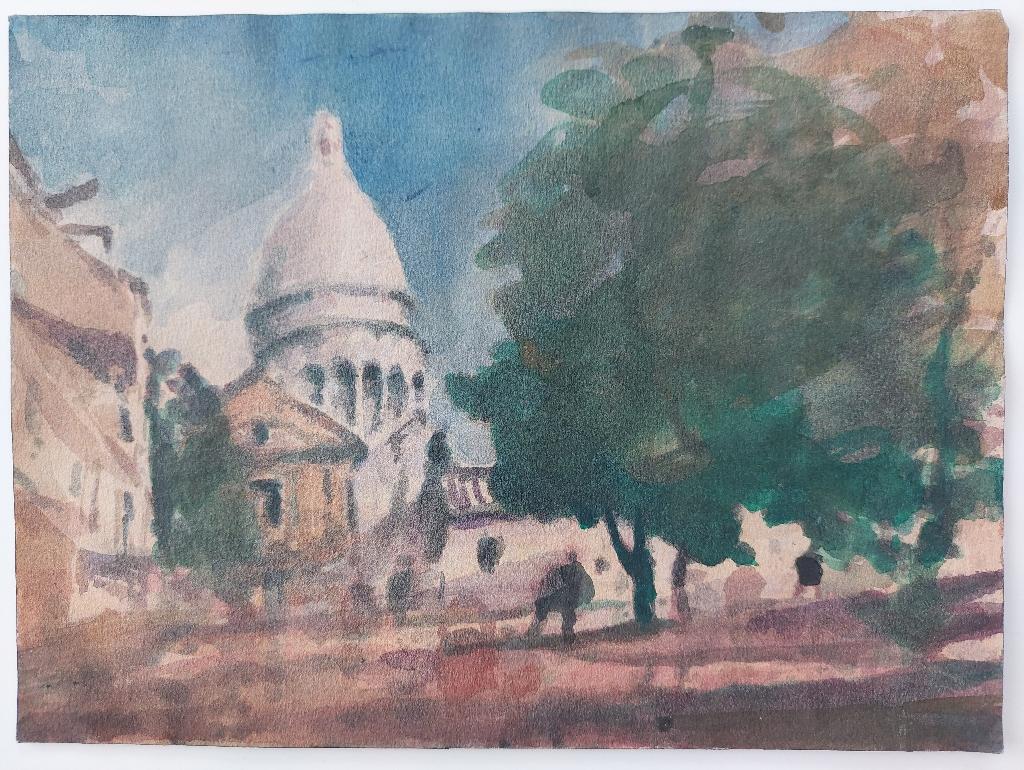 French Modernist Cubist Painting Montmartre Paris For Sale 1