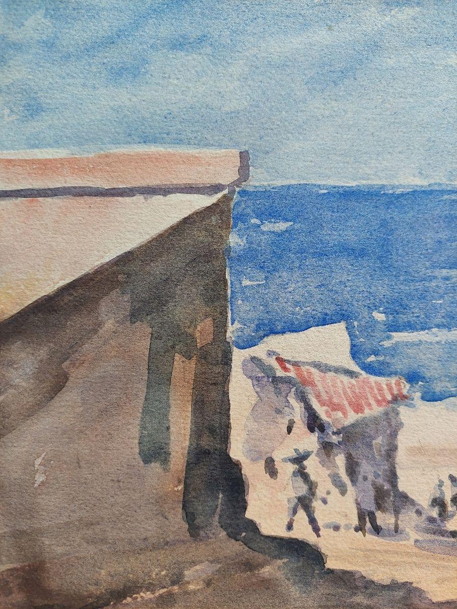 French Modernist Cubist Painting Path to the Beach For Sale 2
