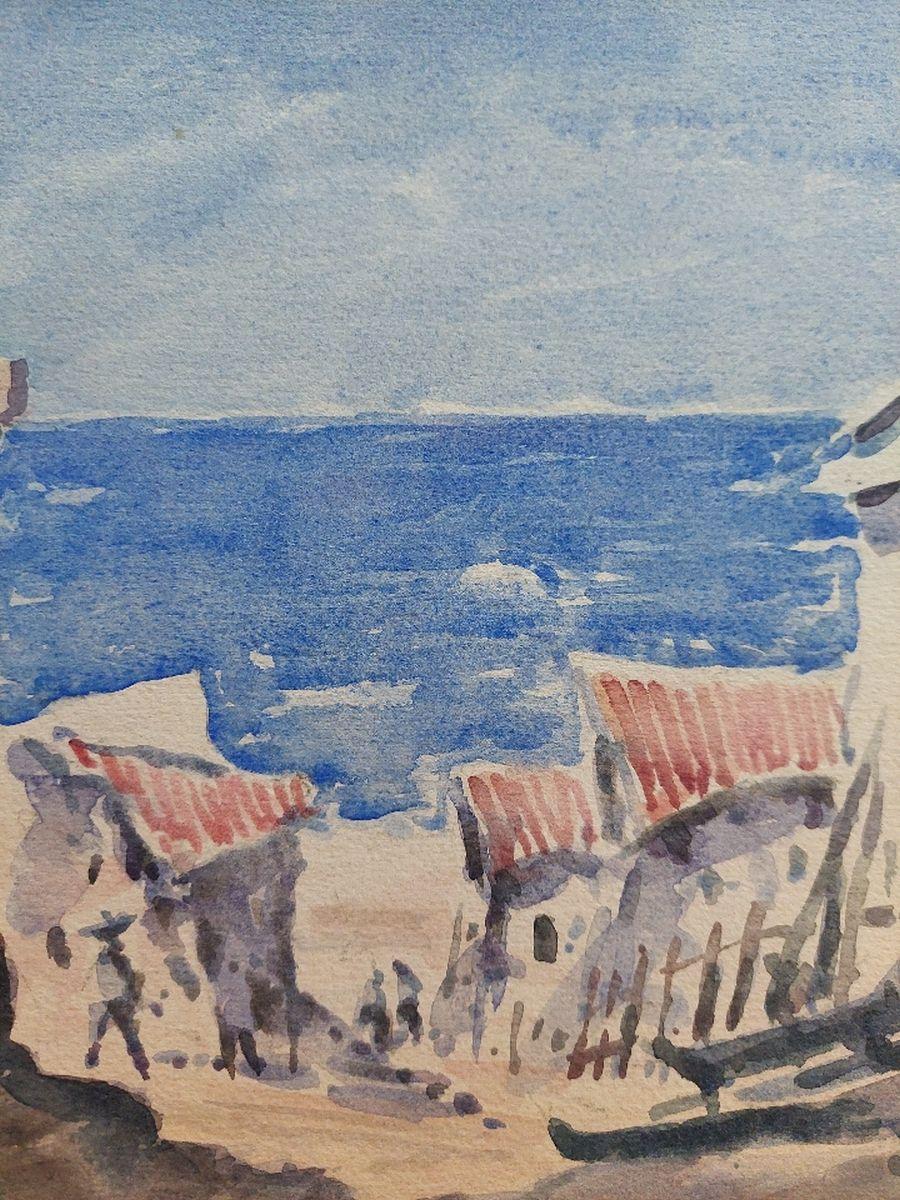French Modernist Cubist Painting Path to the Beach For Sale 3