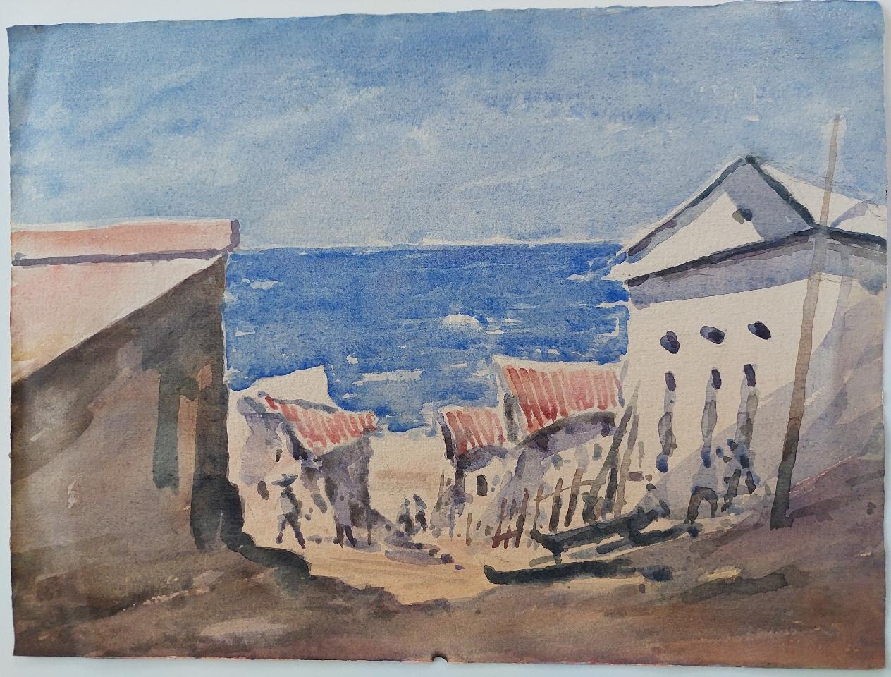 French Modernist Cubist Painting Path to the Beach For Sale 6