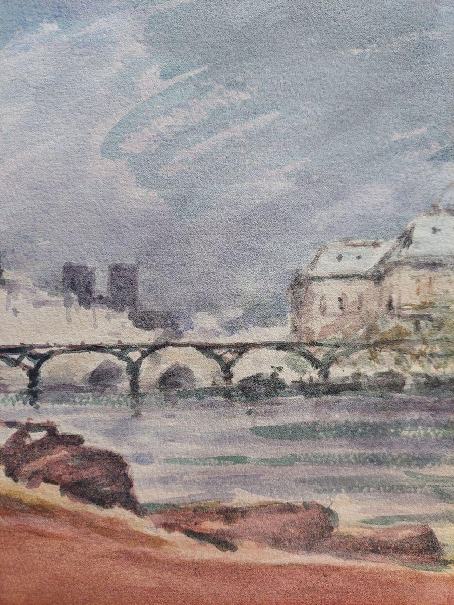 French Modernist Cubist Painting River Seine Paris For Sale 2