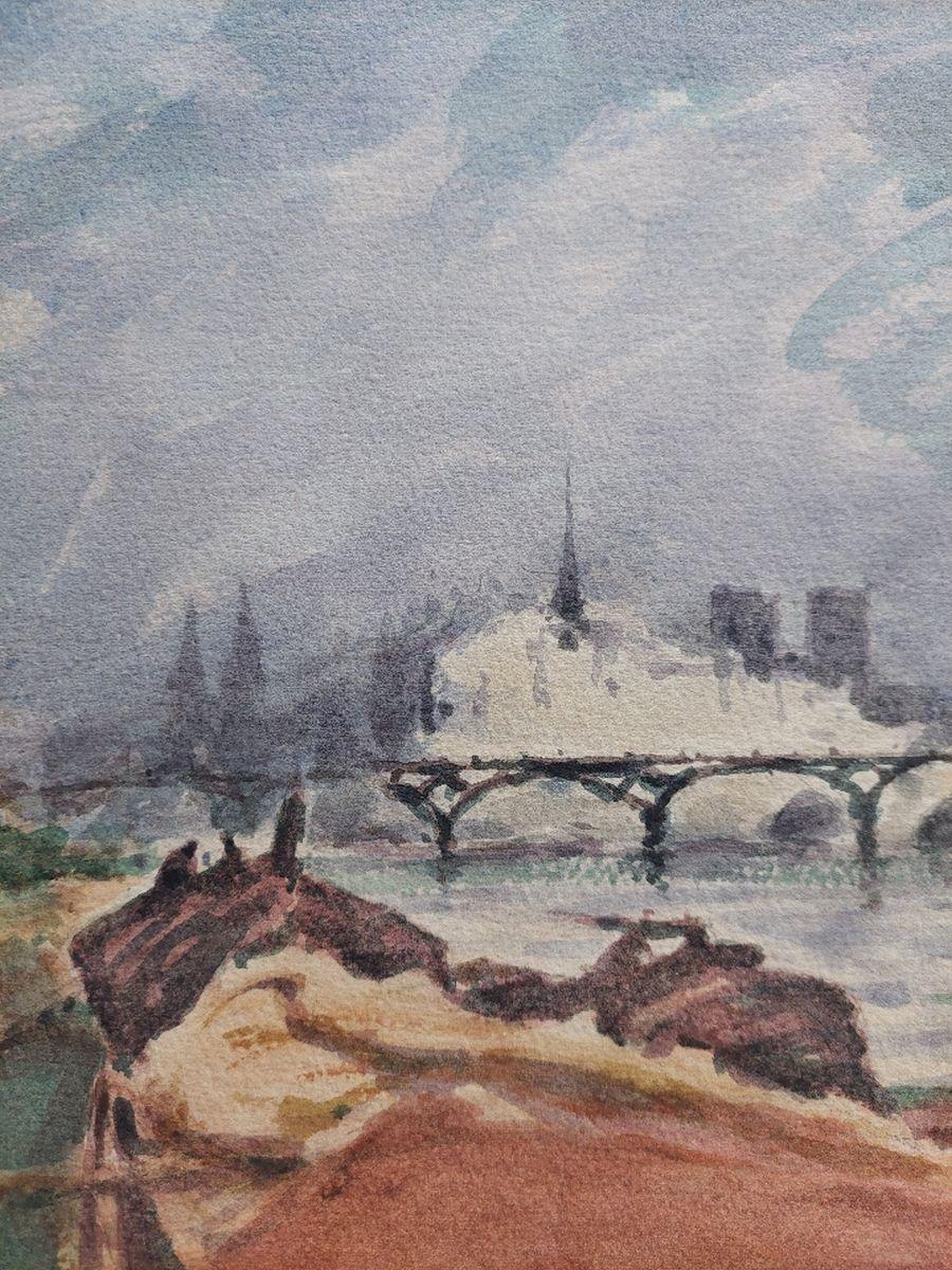 French Modernist Cubist Painting River Seine Paris For Sale 4
