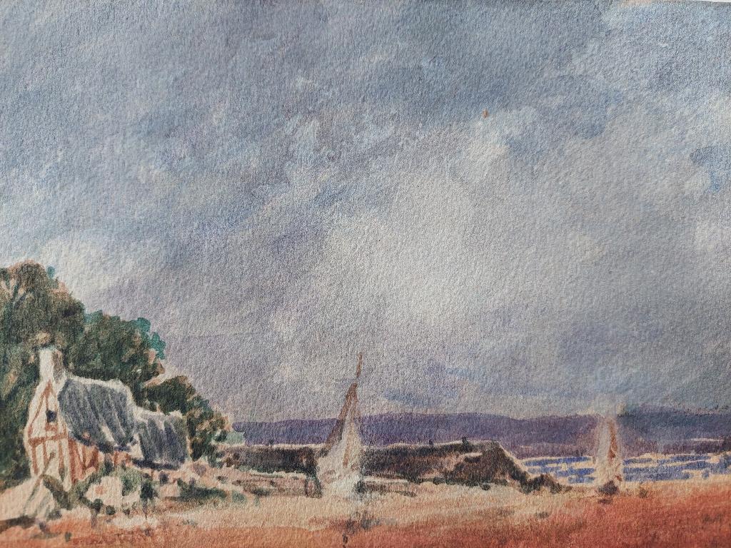 French Modernist Cubist Painting Sailboats on the Coast For Sale 1