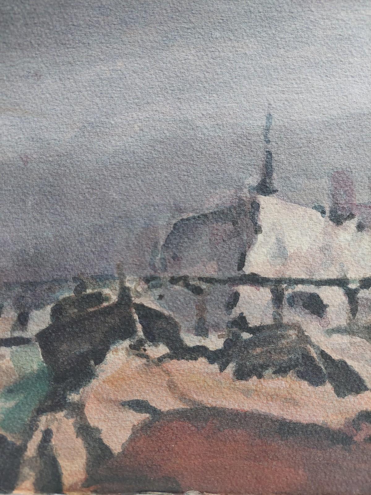 French Modernist Cubist Painting Storm Approaching Paris For Sale 2